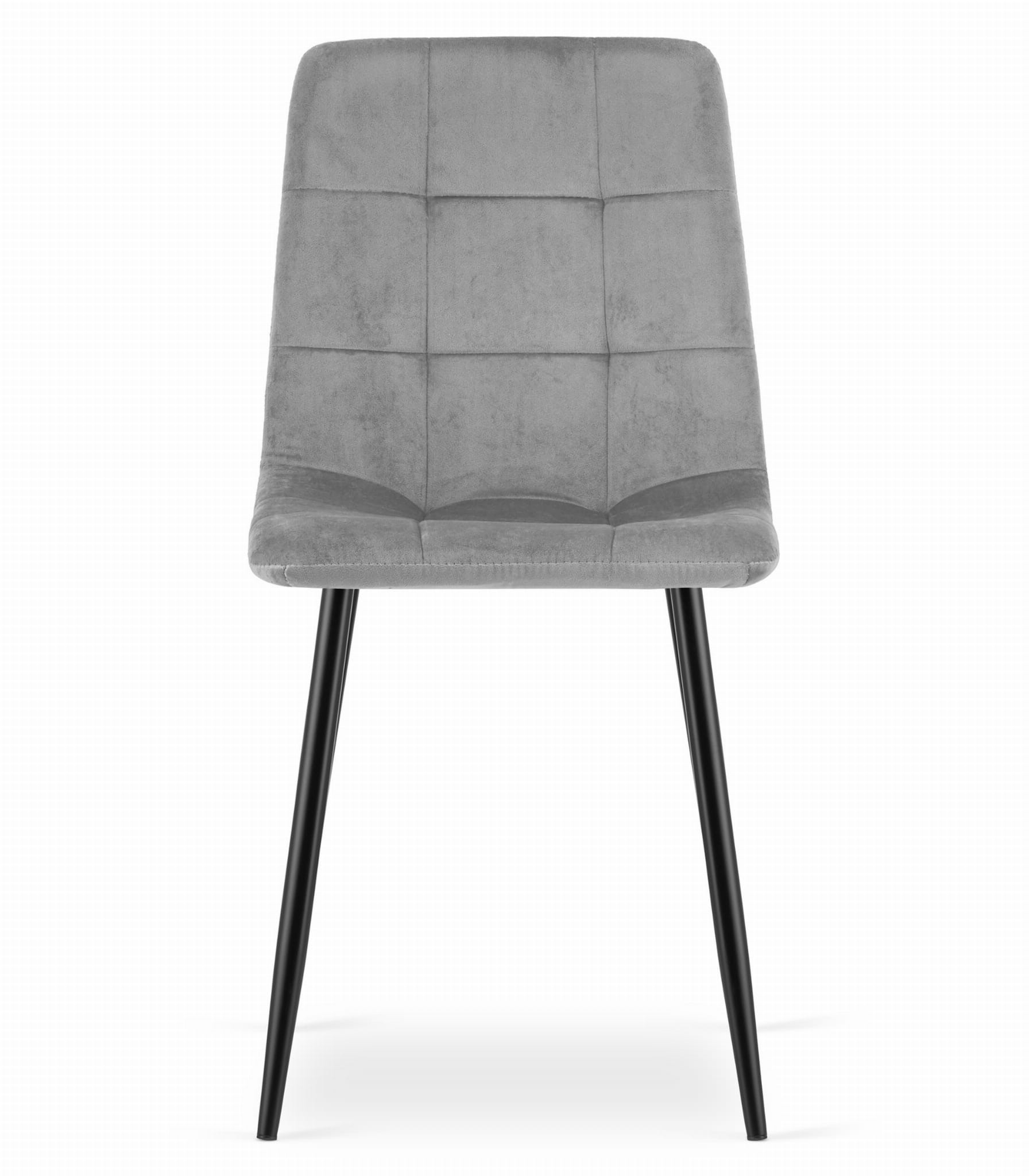 Set tří jídelních židlí KARA sametové světle šedé / černé nohy (3ks)