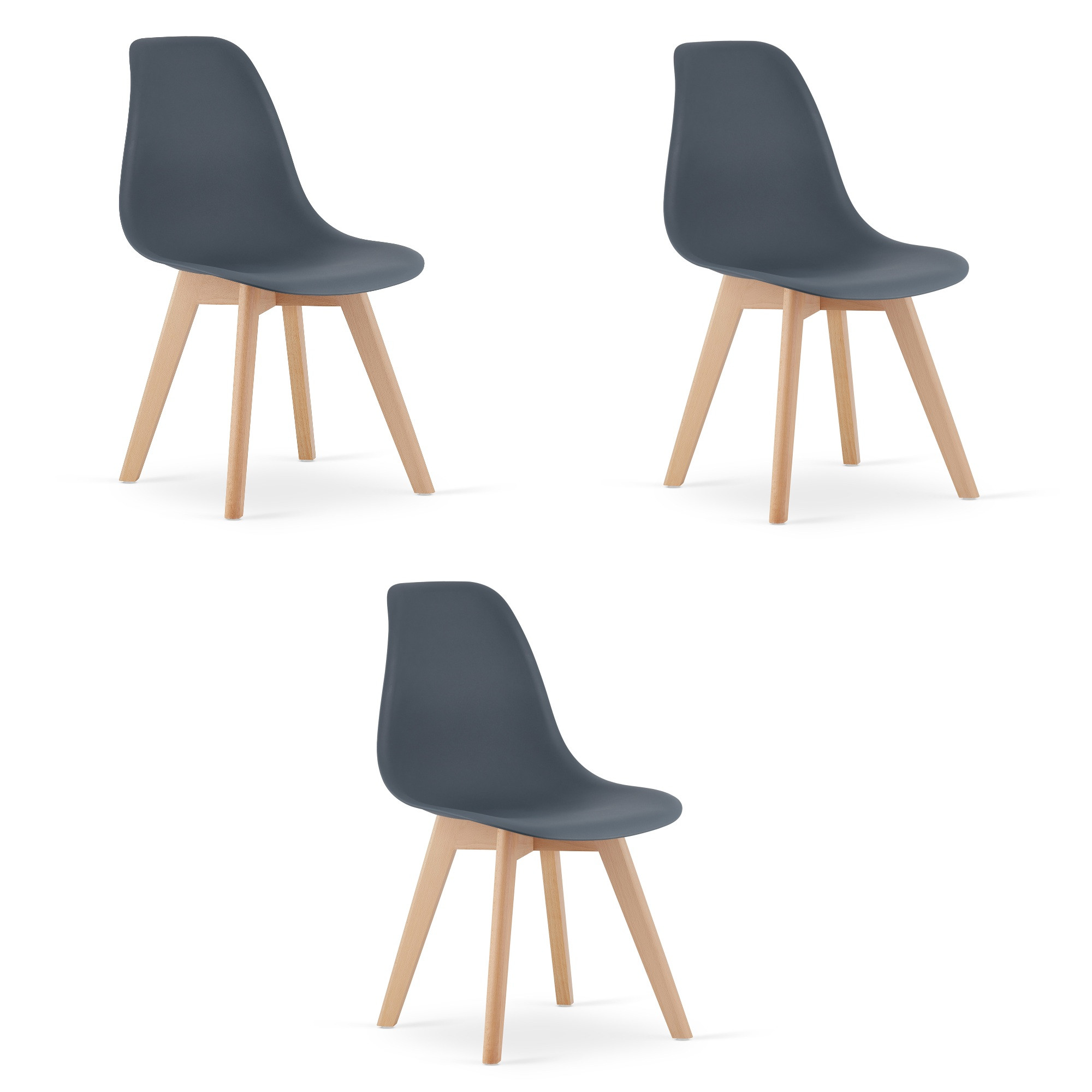 Set tří jídelních židlí KITO břidlicový (3 ks)