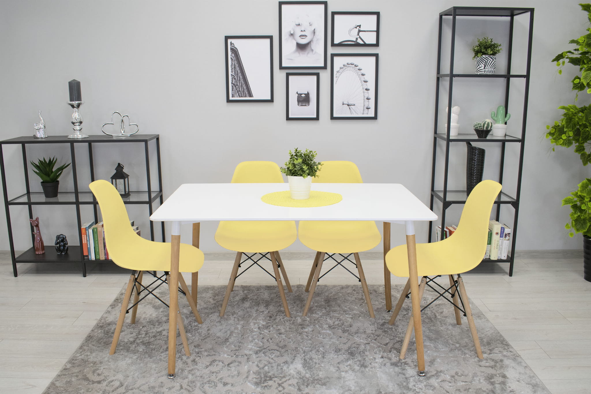 Set jídelních stoliček OSAKA krémové (hnědé nohy) 4ks