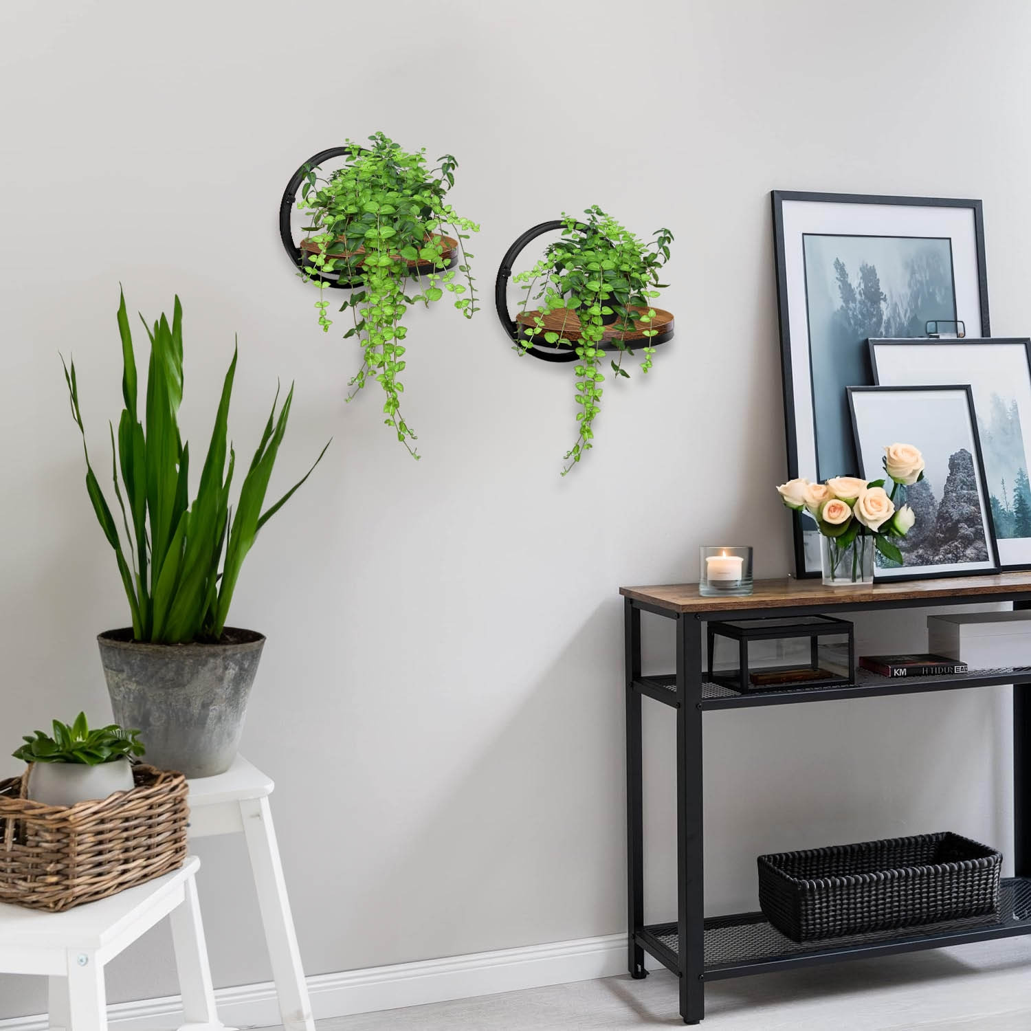 Nástěnný stojan na květiny EBRO RUSTIC LOFT hnědý