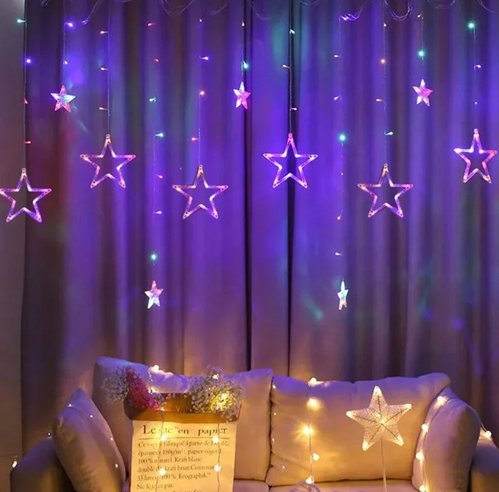 LED závěs CD002-138 barevné hvězdy, s dálkovým ovládáním