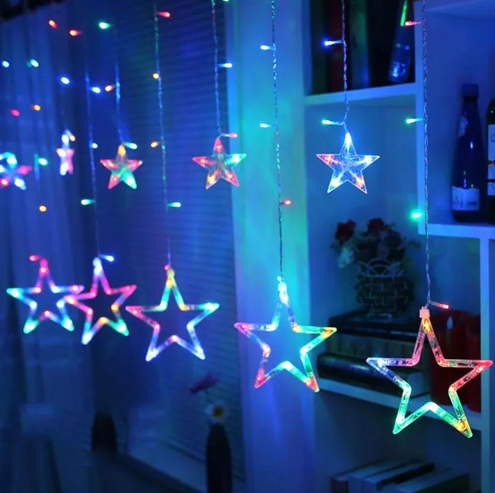 LED závěs CD002-138 barevné hvězdy, s dálkovým ovládáním