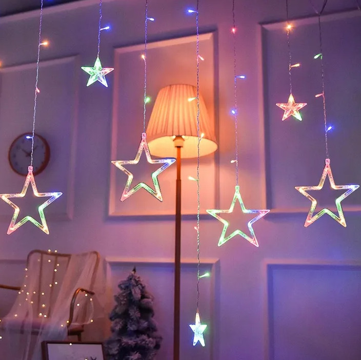 LED závěs CD002-138 barevné hvězdy, s dálkovým ovládáním