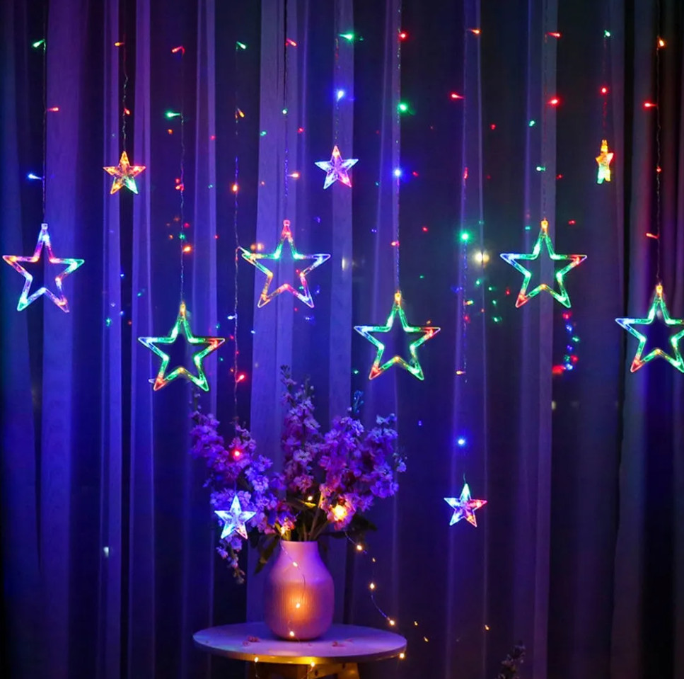 LED závěs CD002-138 barevné hvězdy, s dálkovým ovládáním
