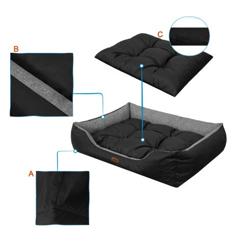 Pelíšek PUFFY R5 EKOSIDE grafitová / černá matrace, ekolen