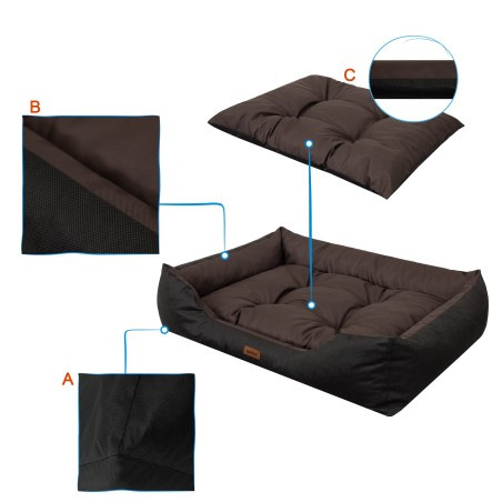 Pelíšek PUFFY R5 hnědý / černý, oxford