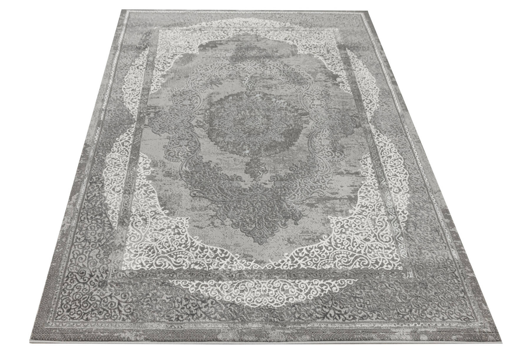 Koberec Allora Plus B826A ornament, šedý / stříbrný