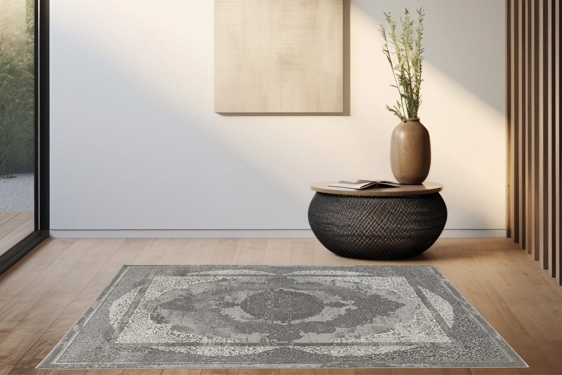 Koberec Allora Plus B826A ornament, šedý / stříbrný