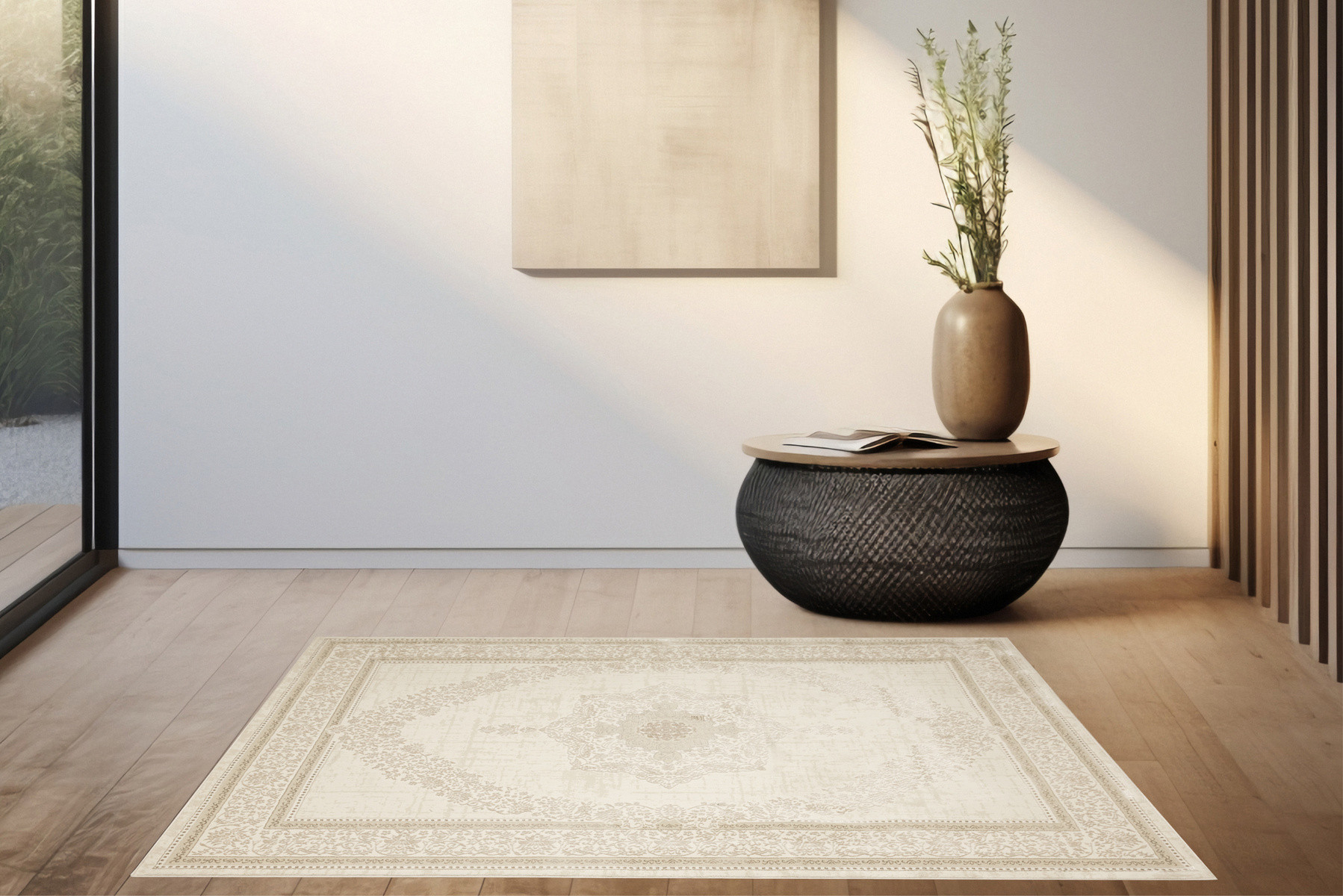 Koberec Allora Plus F344A Ornament, krémový / stříbrný