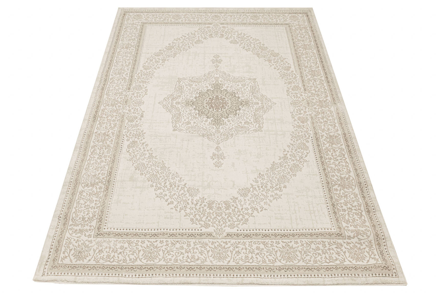 Koberec Allora Plus F344A Ornament, krémový / stříbrný