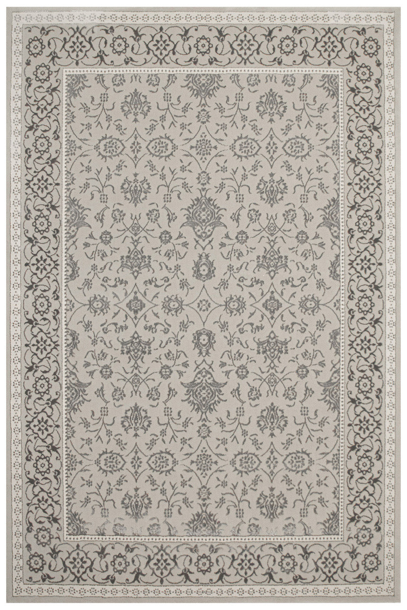 Koberec Allora Plus F346A ornament / rám, stříbrný / šedý