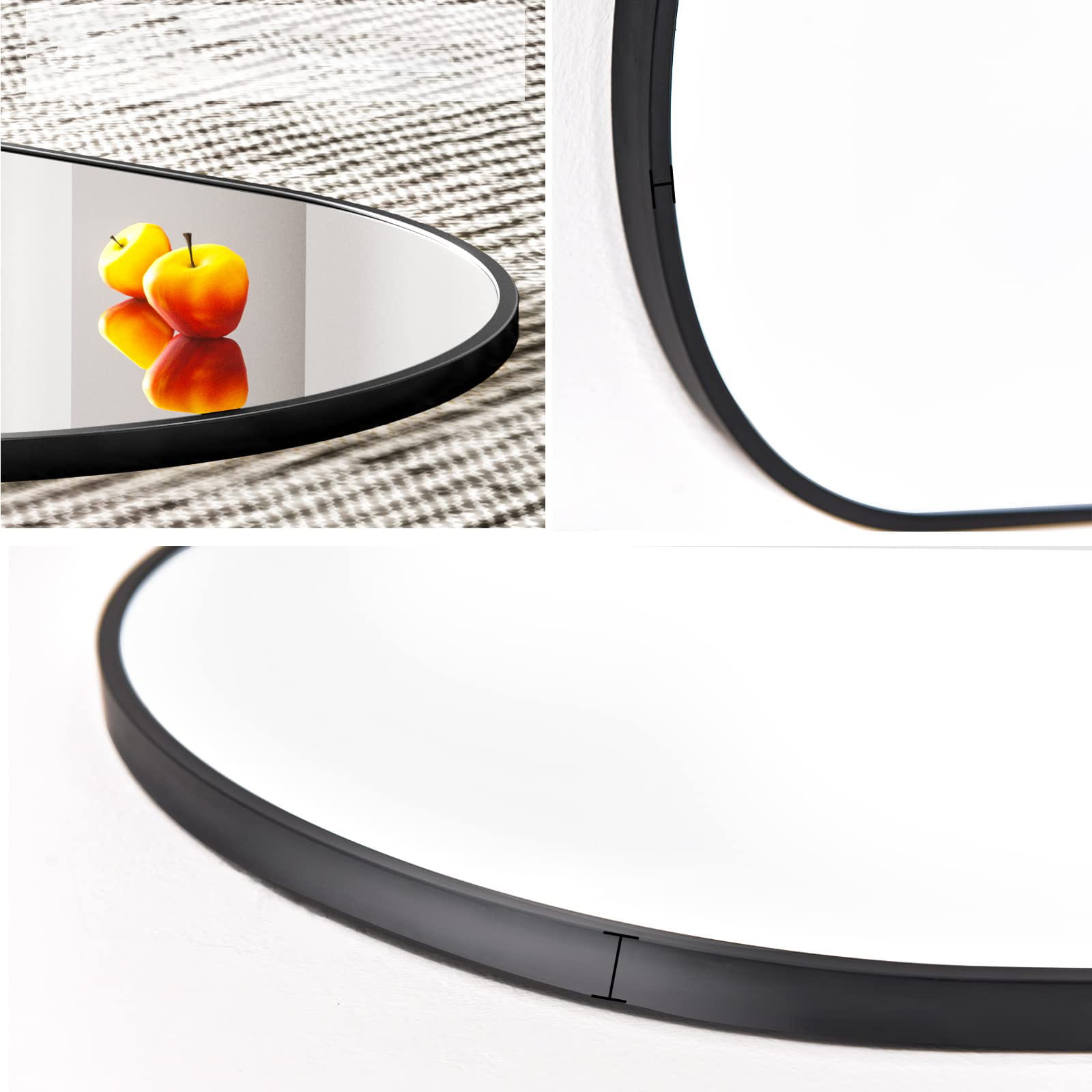 Oválné zrcadlo černé 80 cm