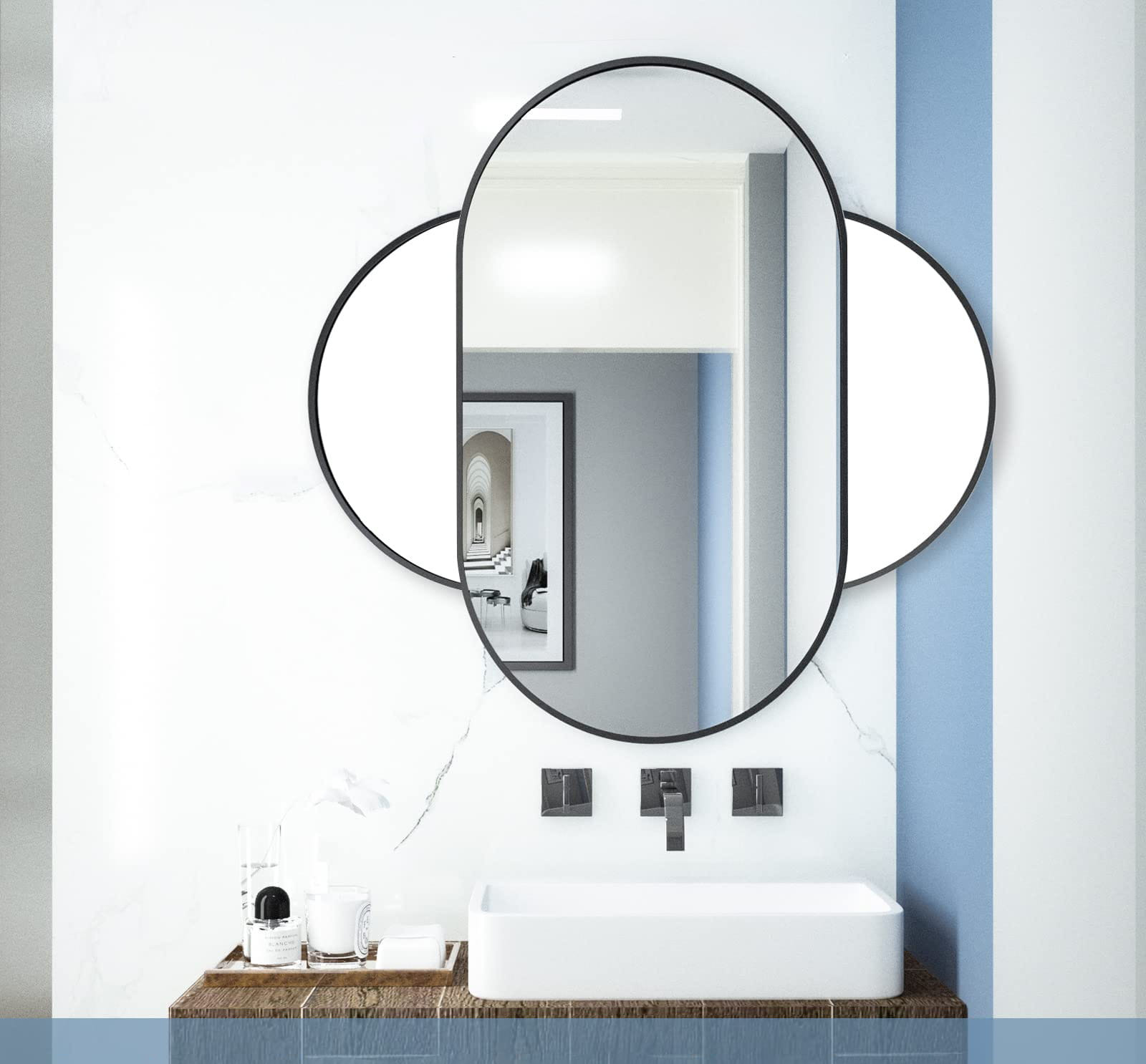 Oválné zrcadlo černé 80 cm