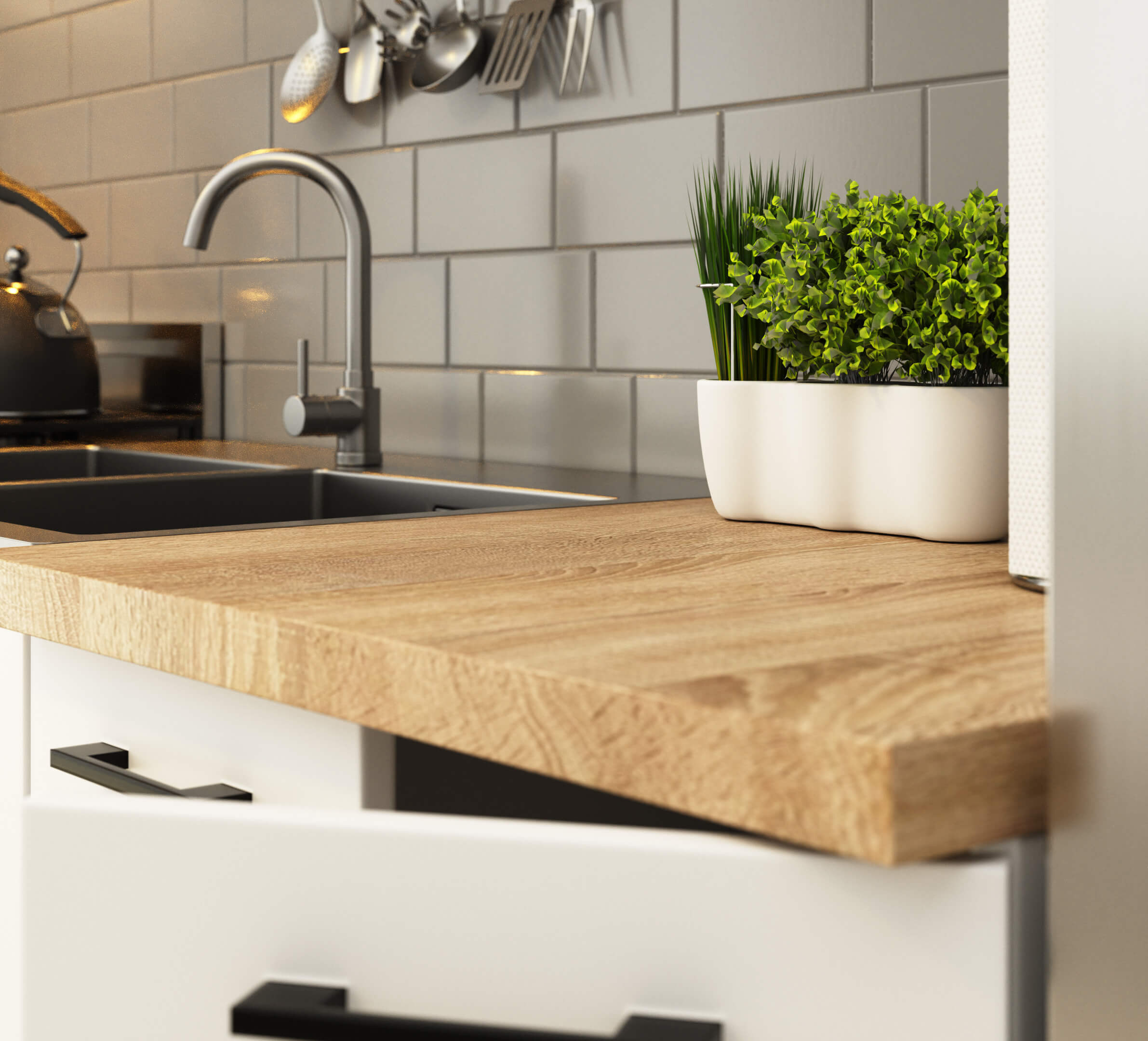 Kuchyňská linka OLIWIA 2.4 m beton / bílá