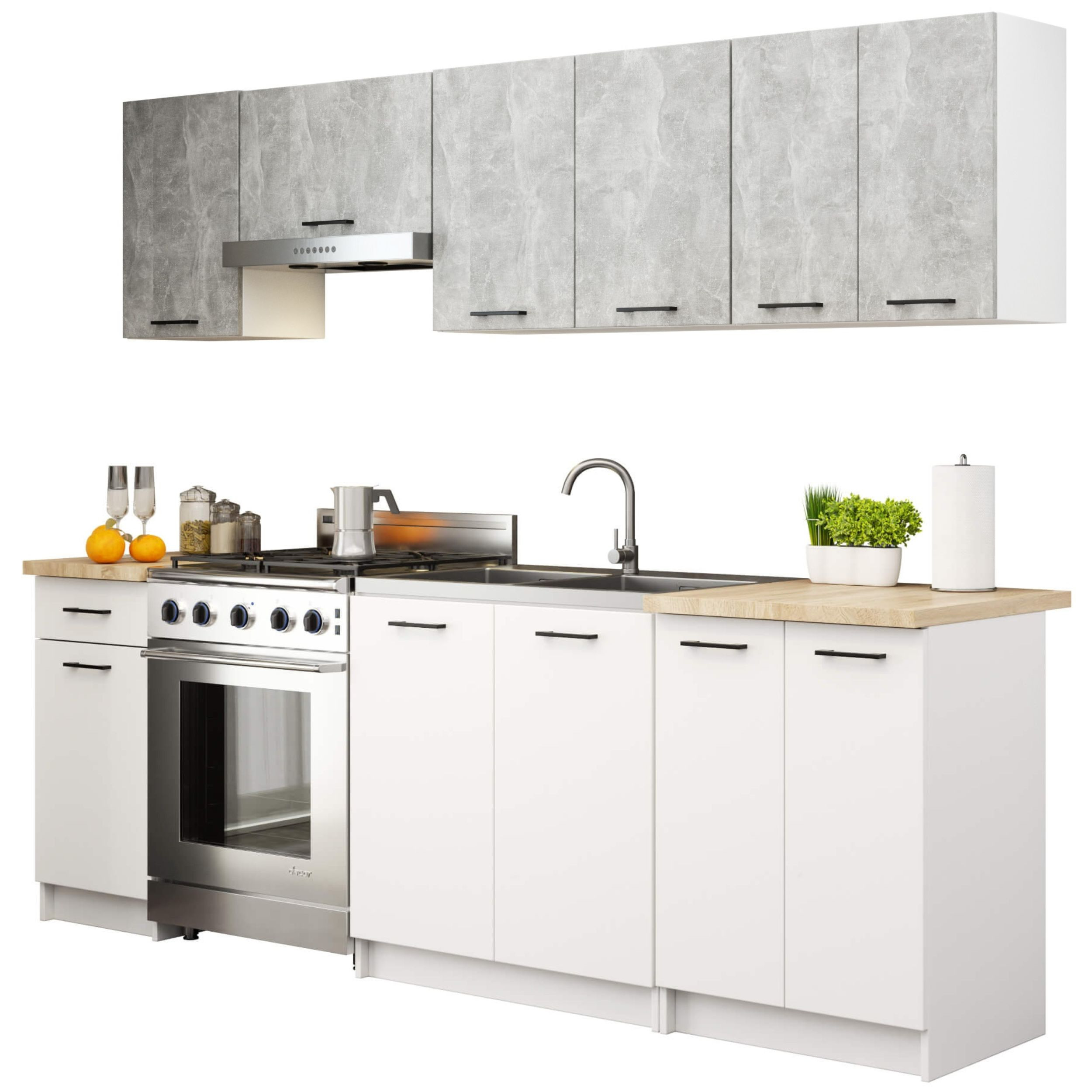 Kuchyňská linka OLIWIA 2.4 m beton / bílá