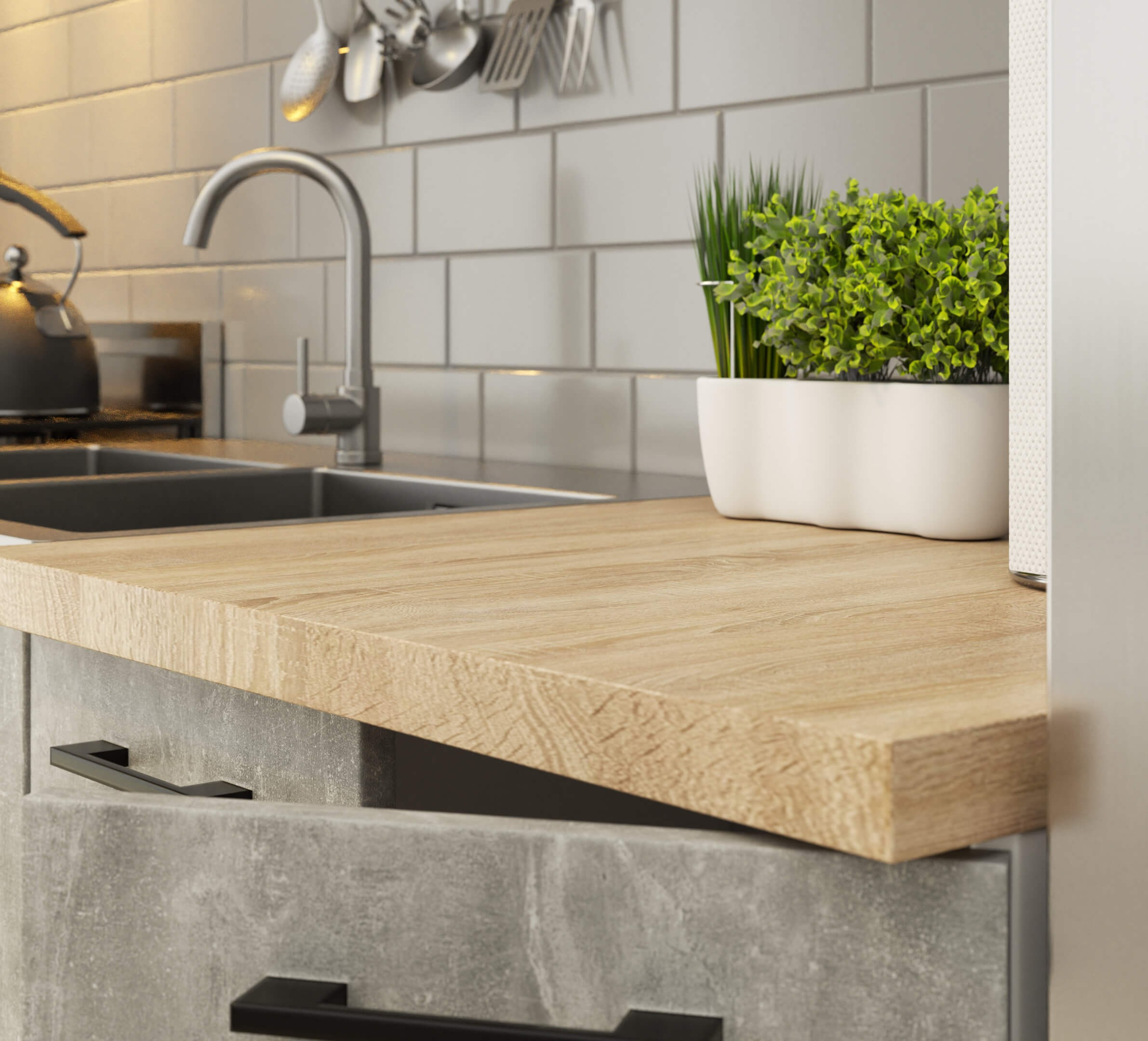 Kuchyňská linka OLIWIA 2.4 m bílá / beton