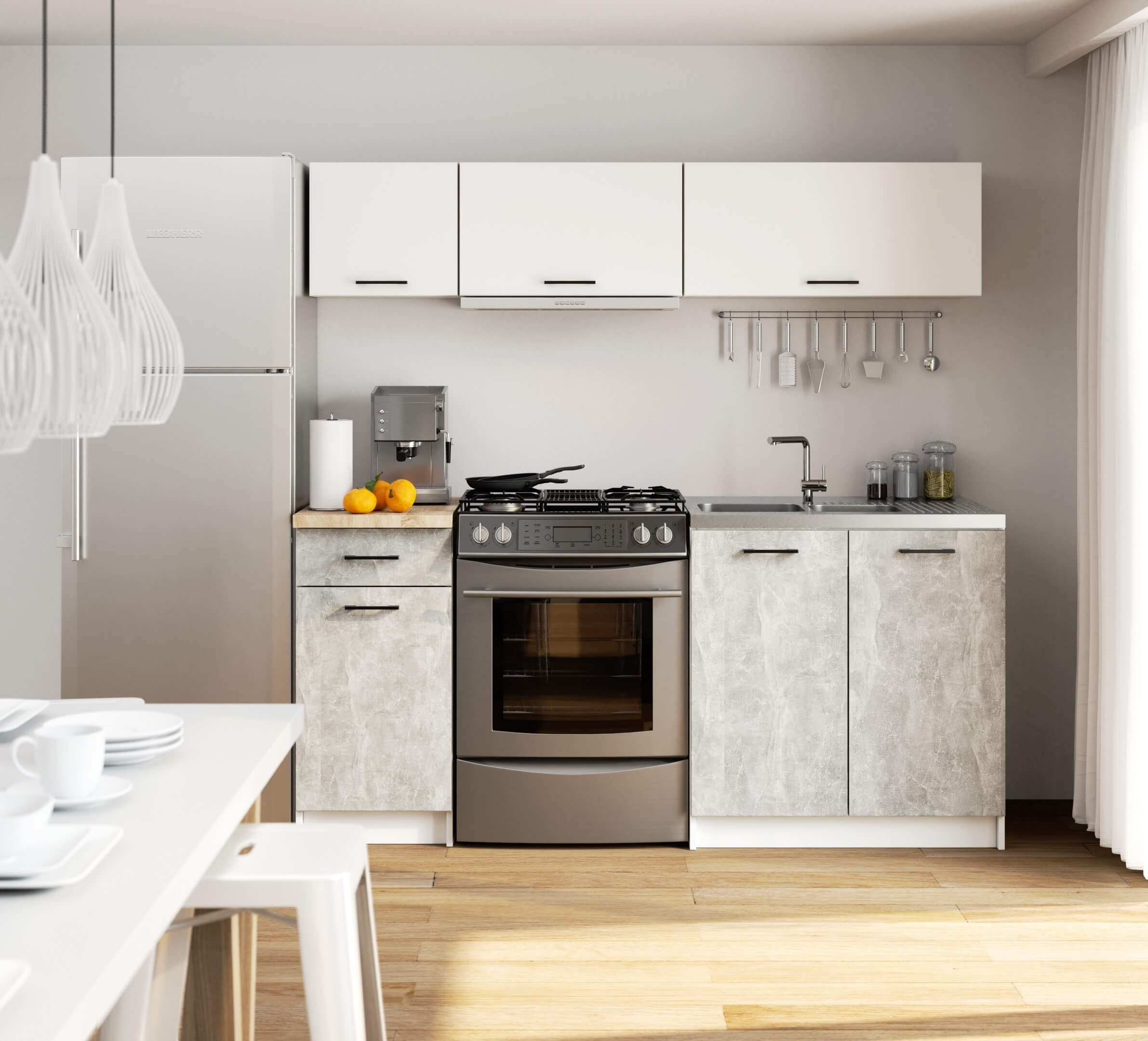Kuchyňská linka OLIWIA G1 1.8 m bílá / beton