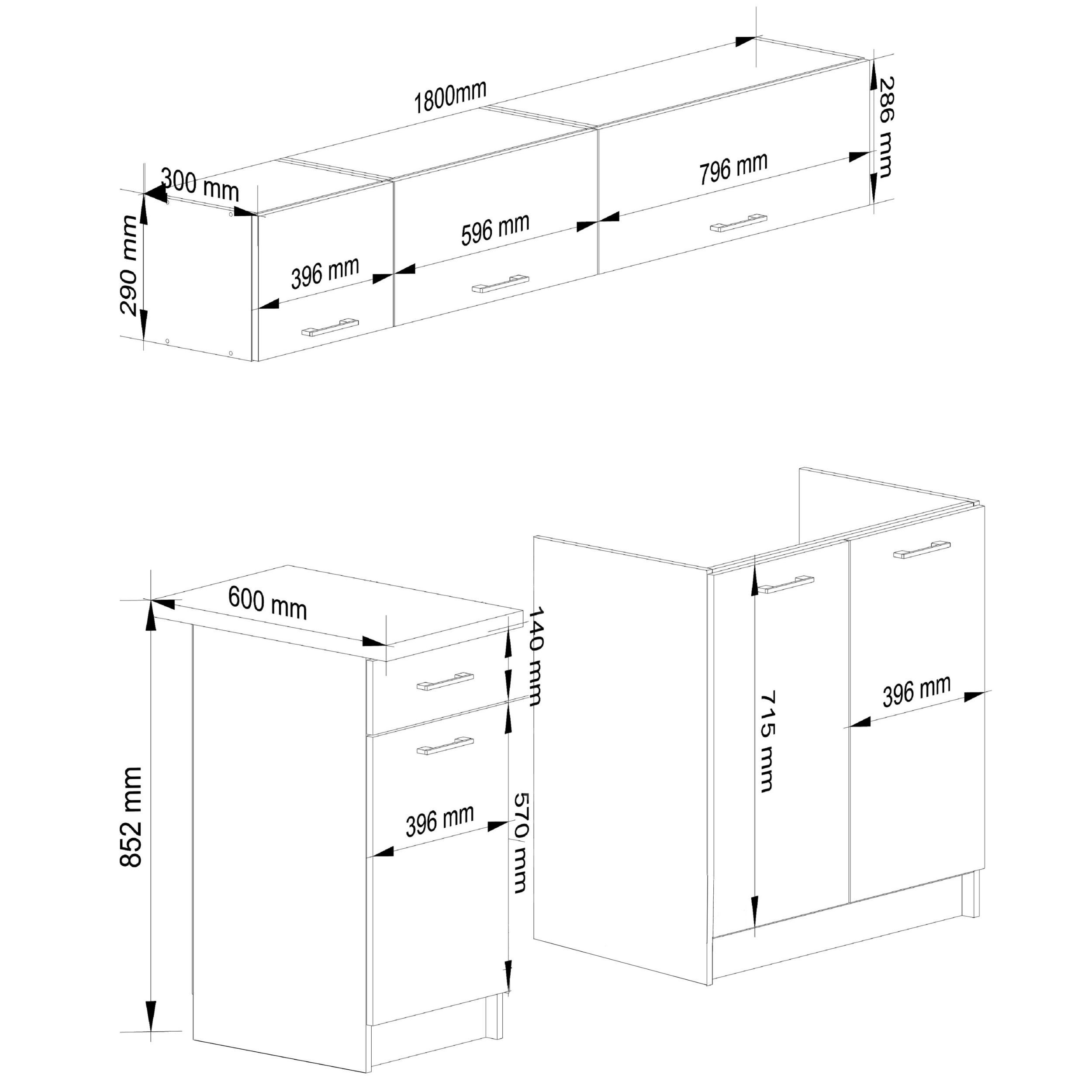Kuchyňská linka OLIWIA G1 1.8 m bílá / beton
