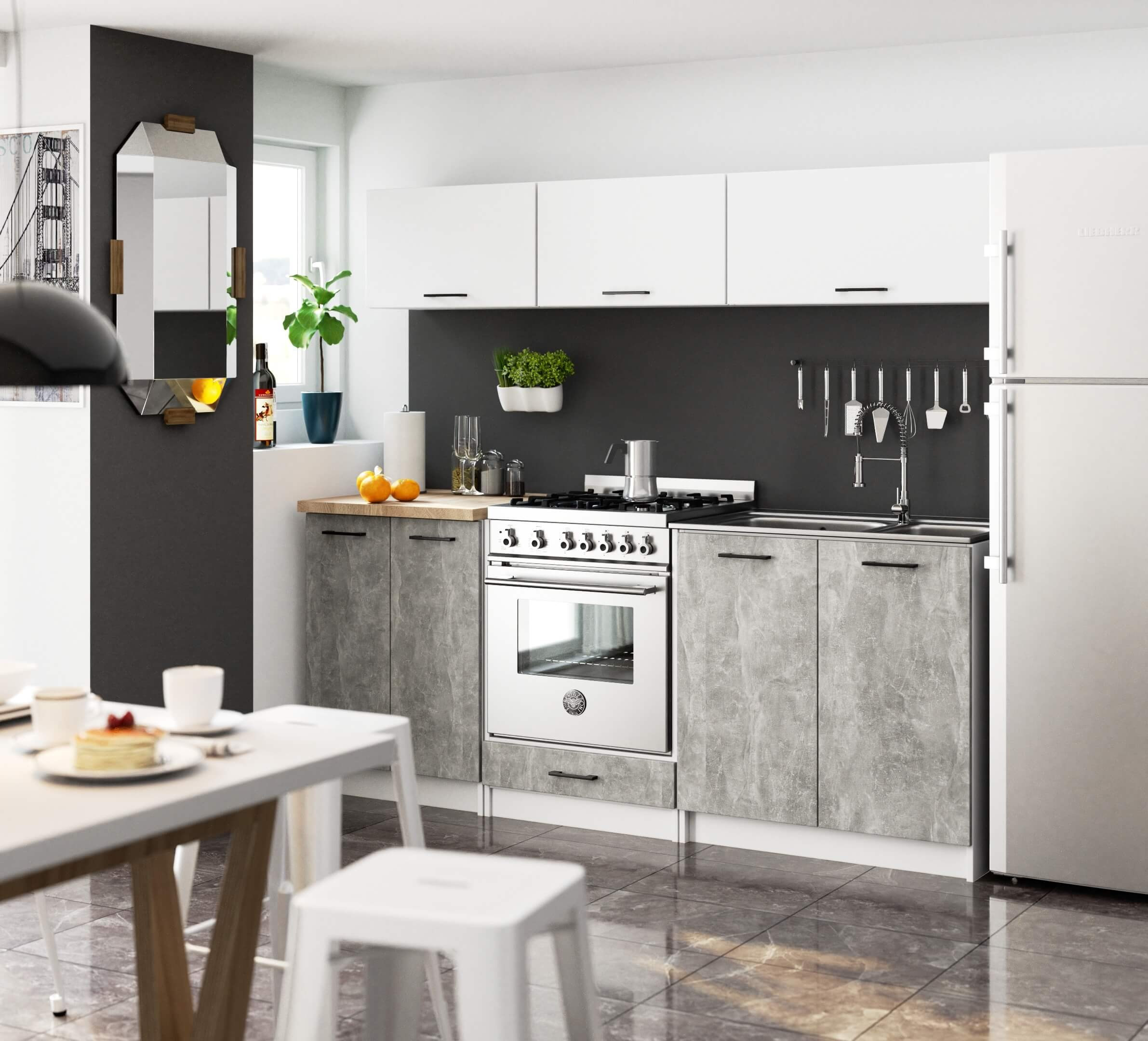 Kuchyňská linka OLIWIA G1 2.0 m bílá / beton