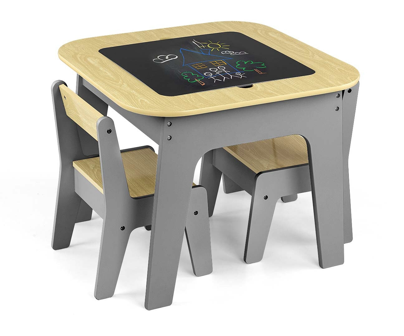 Dětský stůl Olaf Blocks tmavě šedý se dvěma židlemi