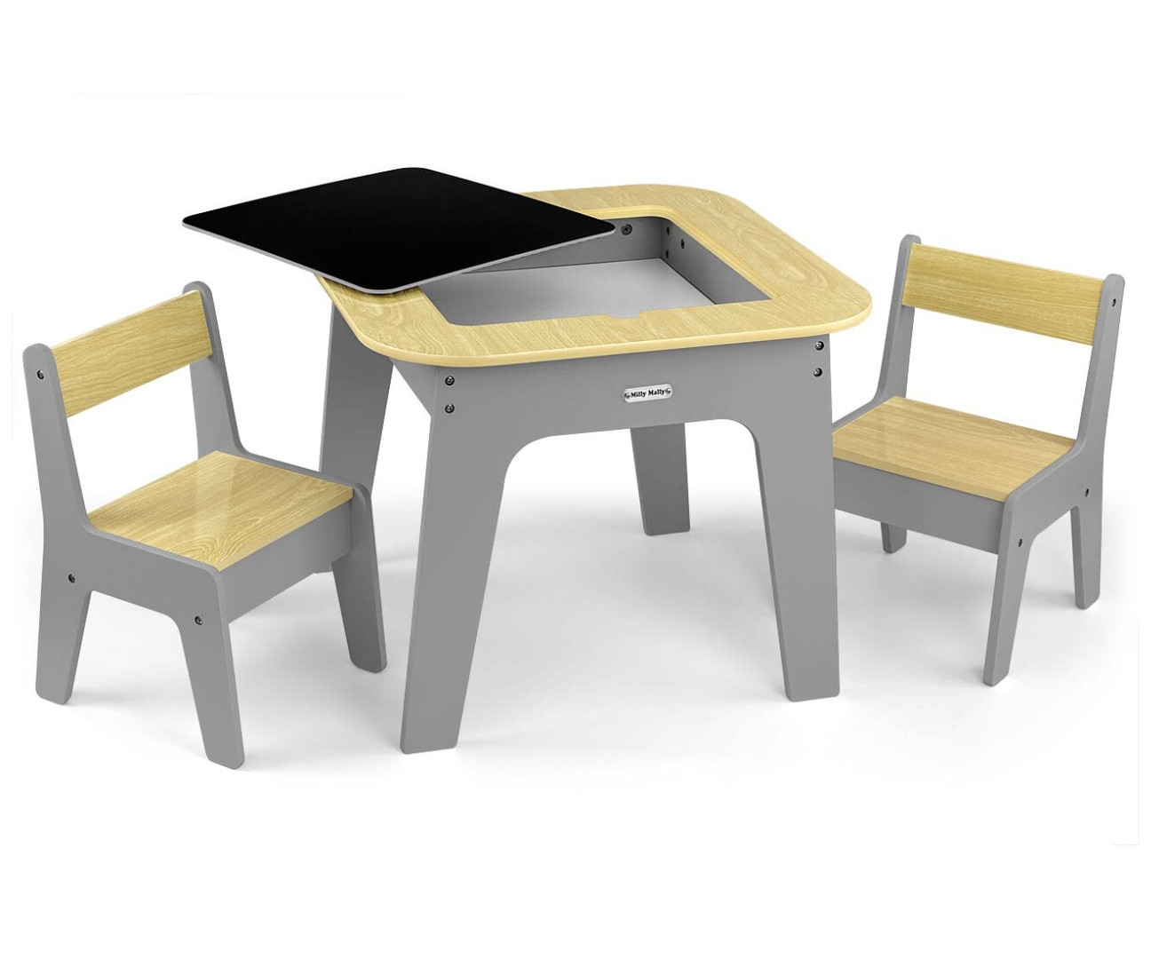 Dětský stůl Olaf Blocks tmavě šedý se dvěma židlemi