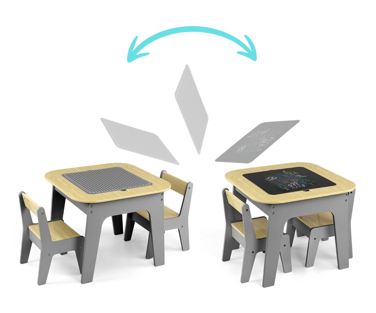 Dětský stůl Olaf Blocks tmavě šedý se dvěma židlemi