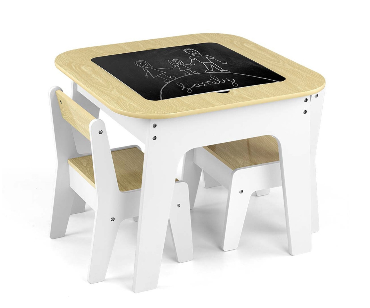 Dětský stůl Olaf Blocks bílý se dvěma židlemi