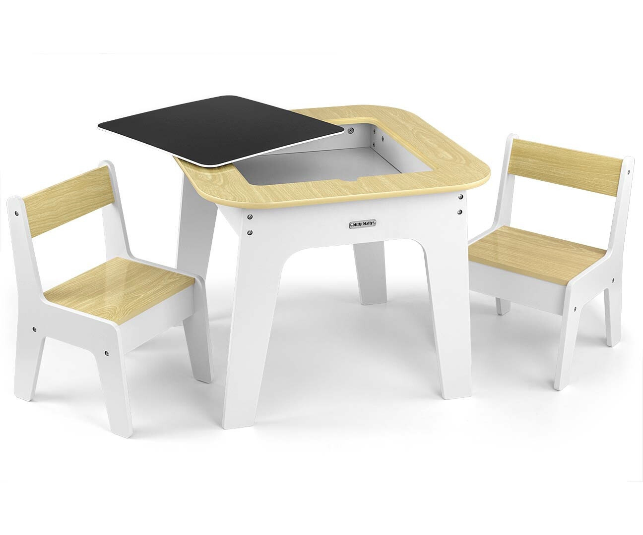 Dětský stůl Olaf Blocks bílý se dvěma židlemi