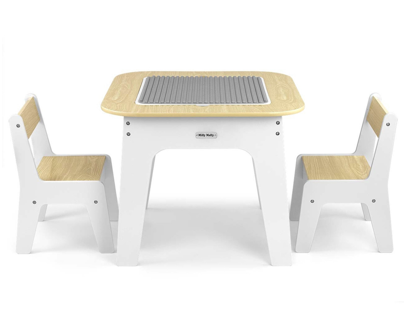 Dětský stůl Olaf Blocks bílý se dvěma židlemi