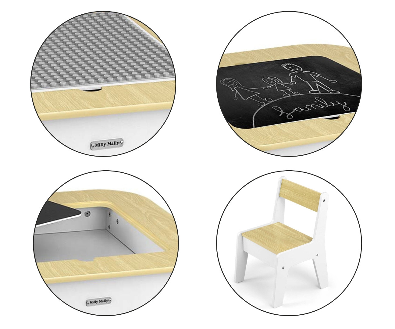 Dětský stůl Olaf Blocks bílý se dvěma židlemi