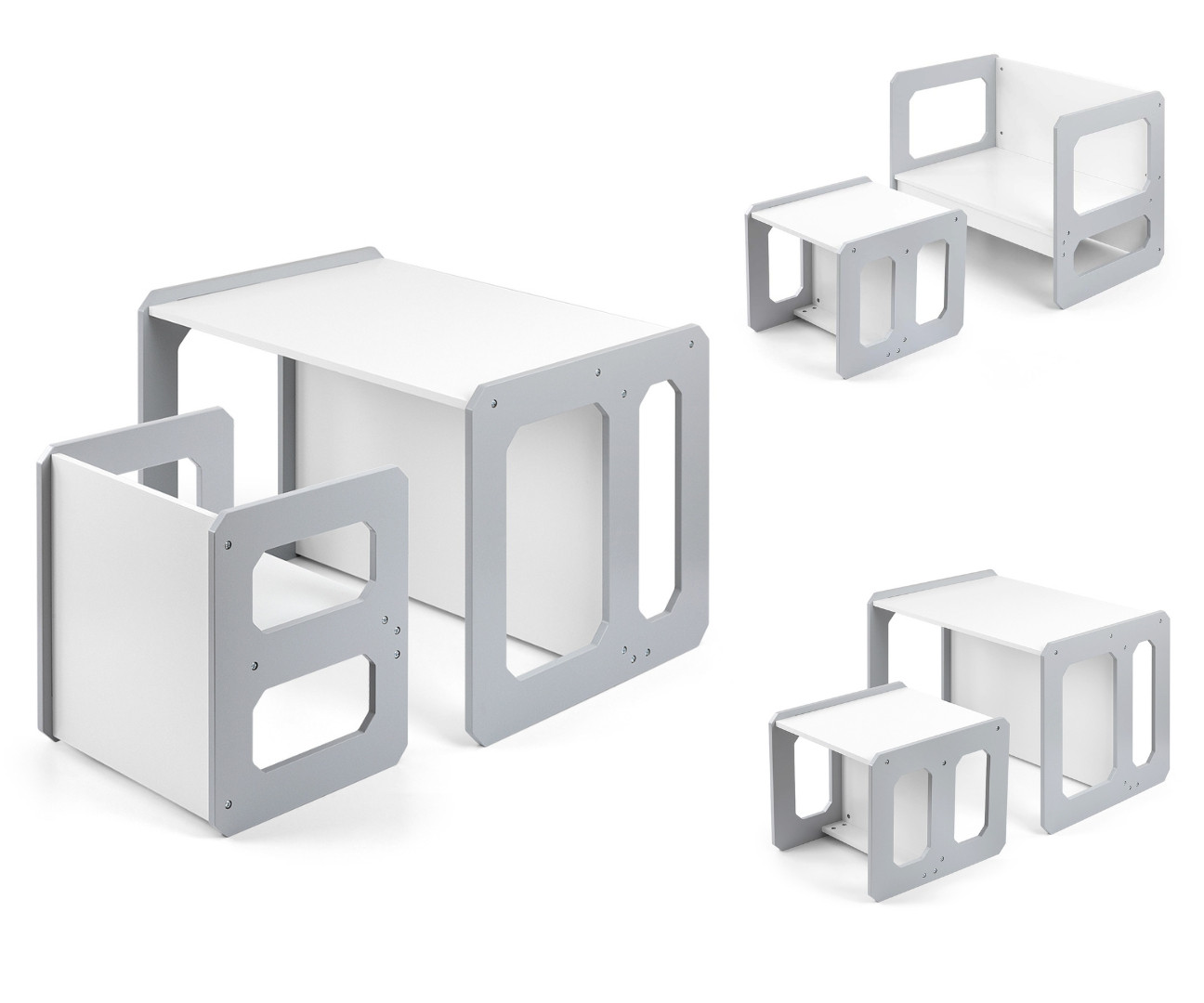 Dětský stůl Stella 3v1 šedý s židlí