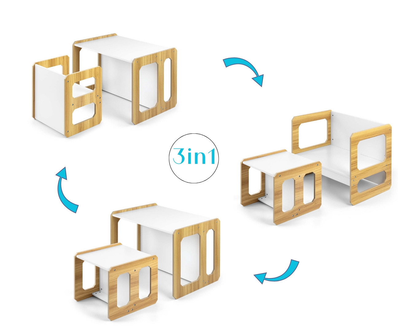 Dětský stůl Stella 3v1 naturální se židlí