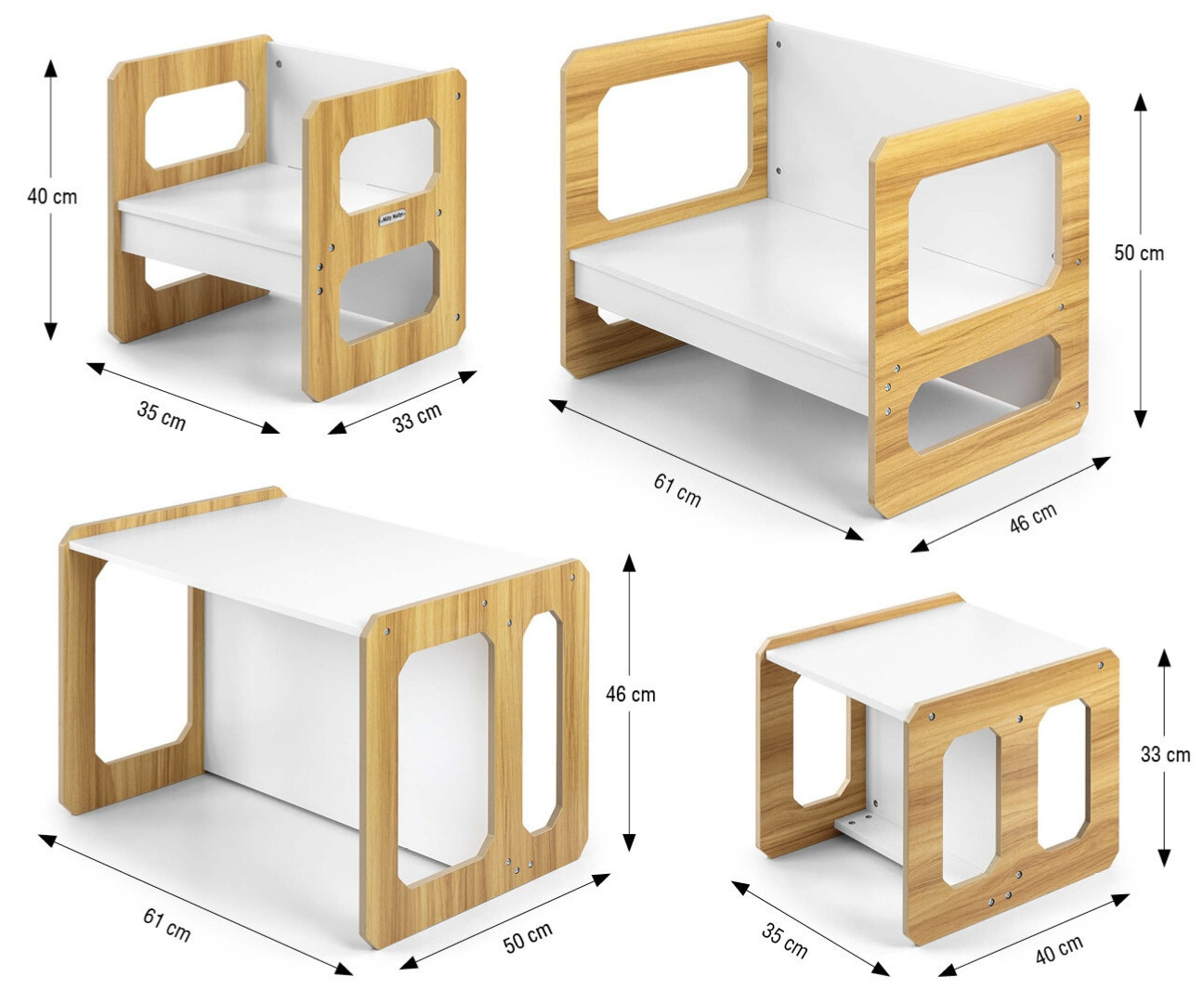 Dětský stůl Stella 3v1 naturální se židlí