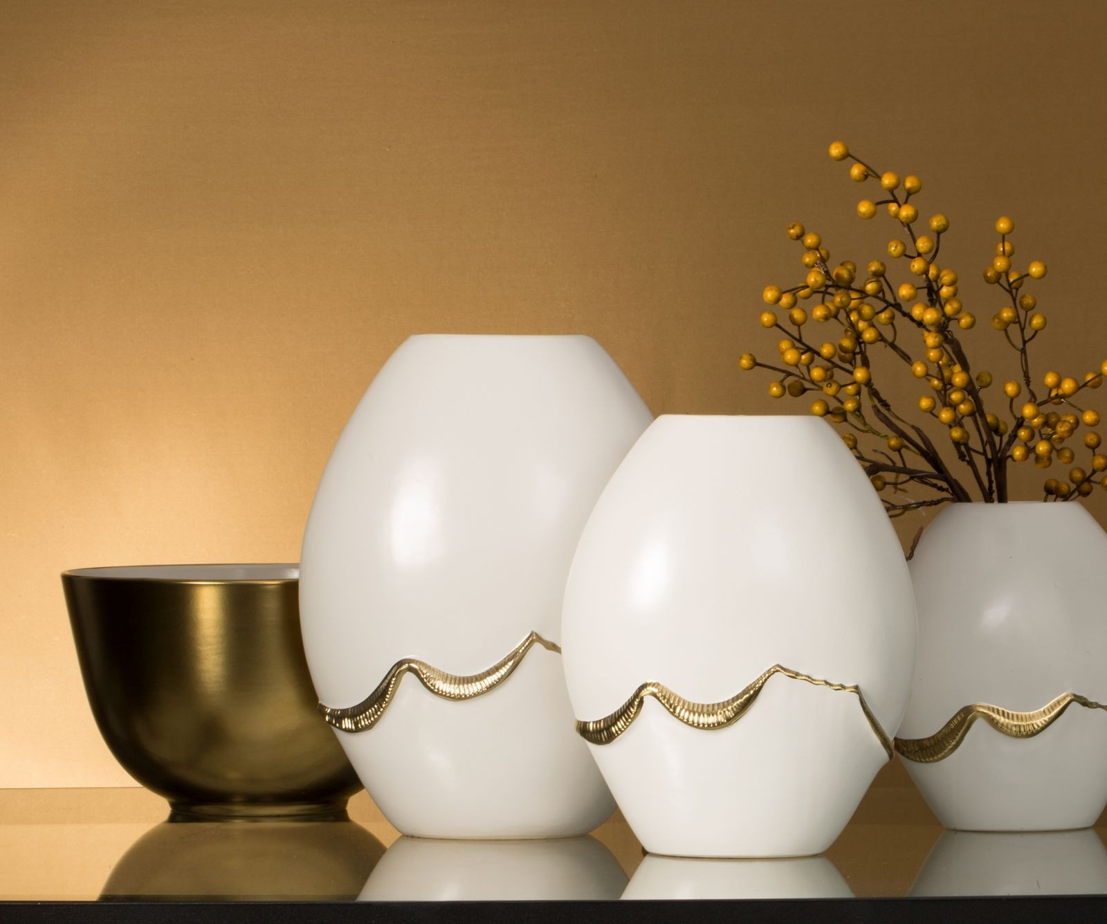 Dekorativní miska EBRU1 01 bílá/zlatá