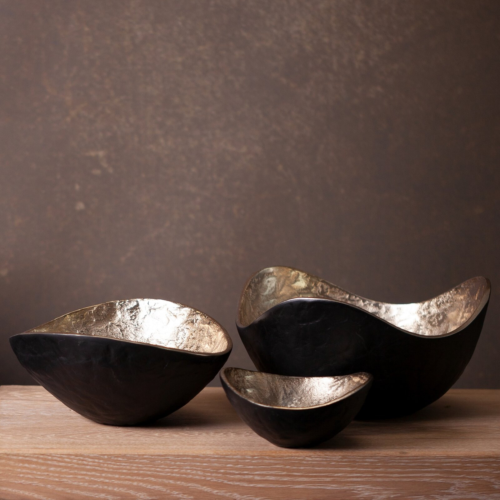 Sada dvou dekorativních misek PEDRO1 11 granátové / zlaté (2ks)