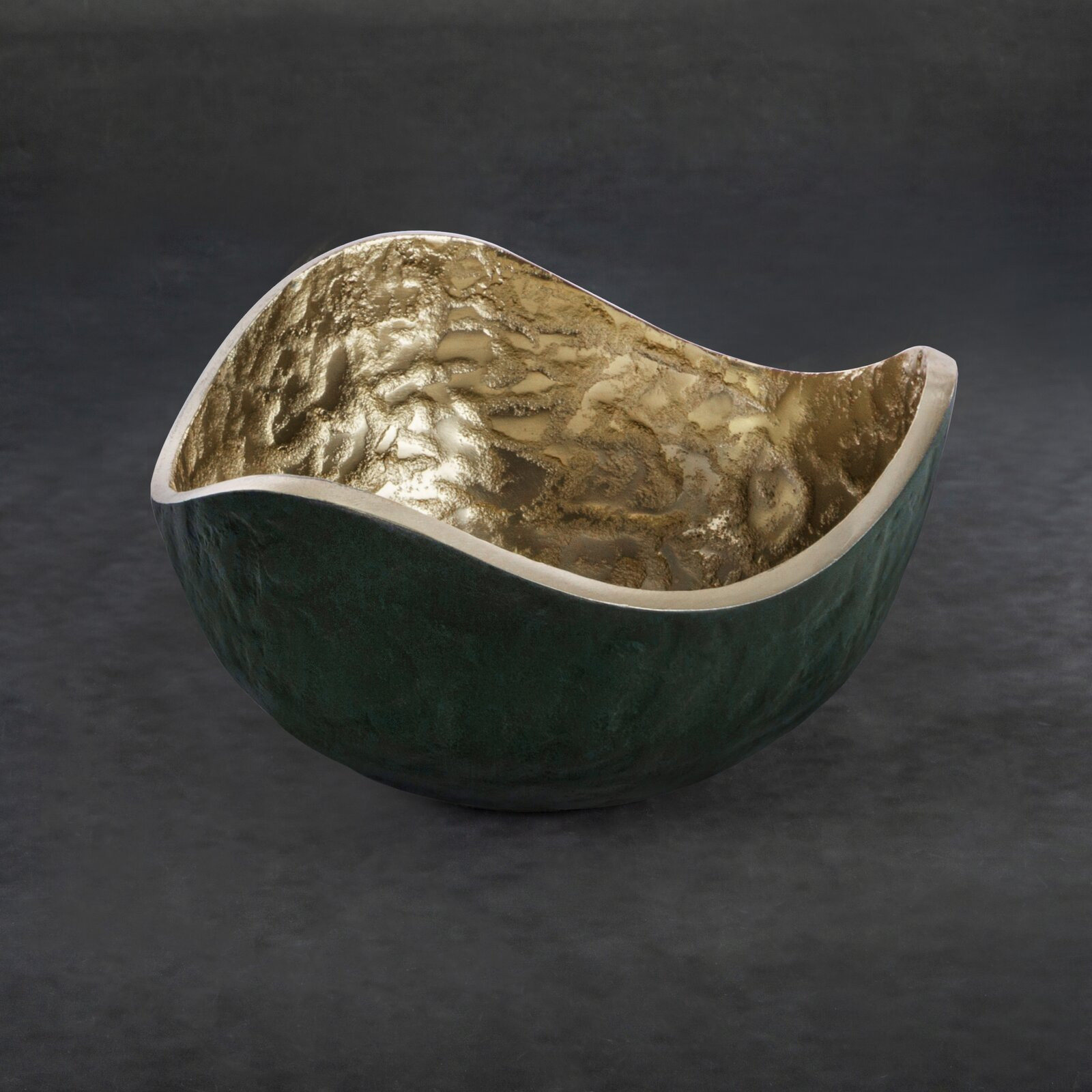 Sada dvou dekorativních misek PEDRO3 03 tmavě zelené / zlaté (2ks)