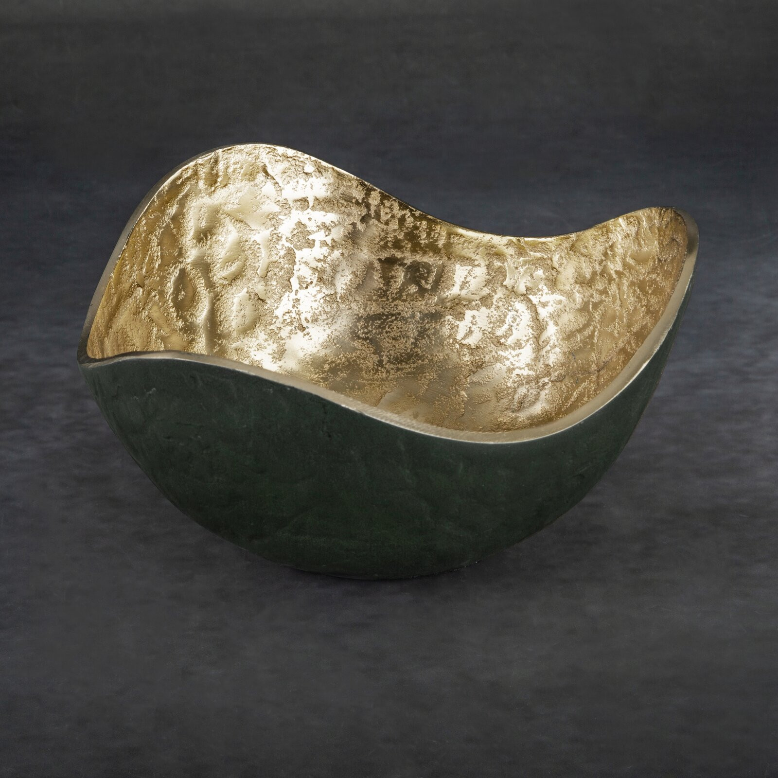 Dekorativní miska PEDRO3 04 tmavě zelená / zlatá