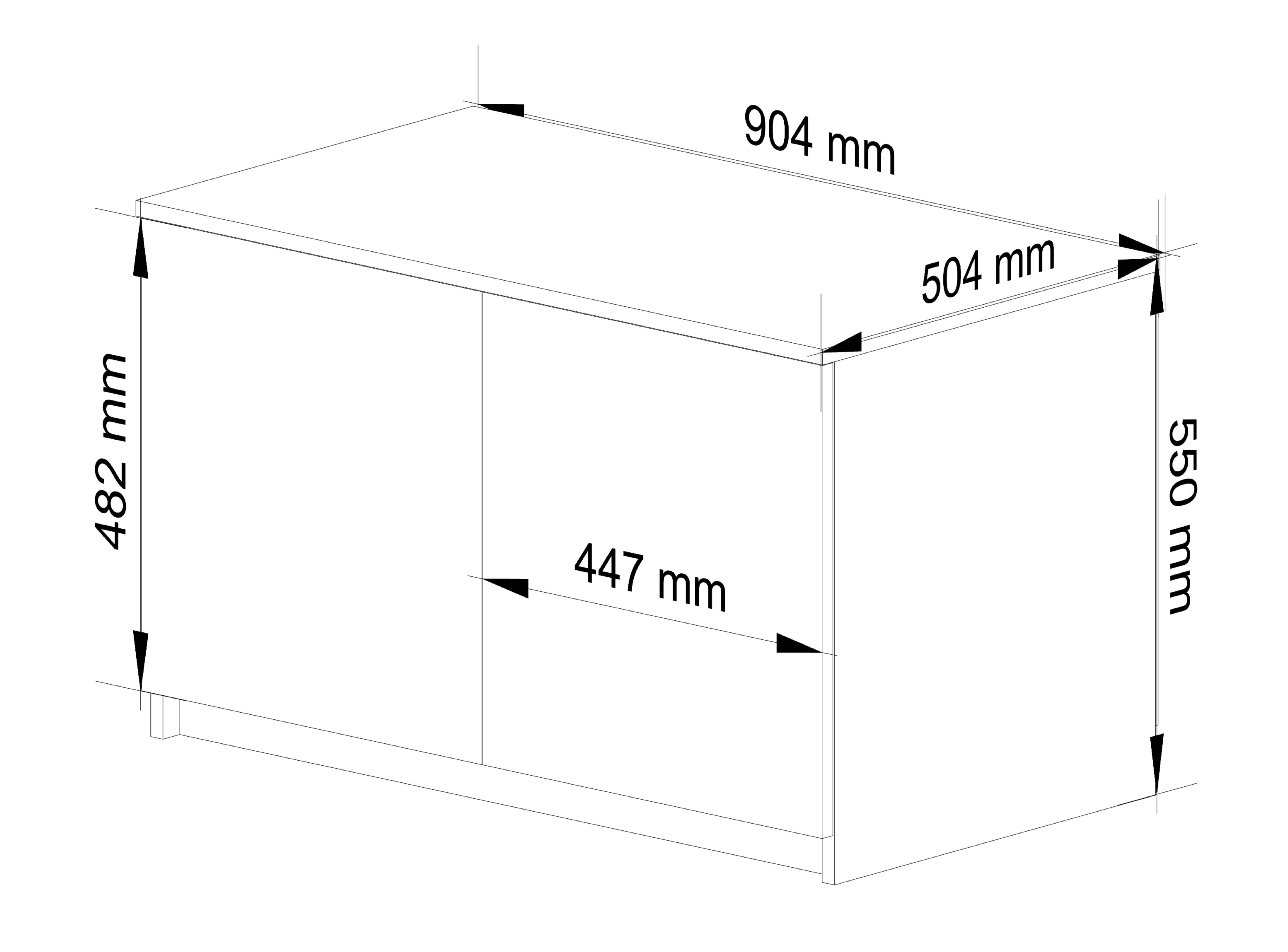 Nástavec na skříň S 90 metalický, lesk 2D