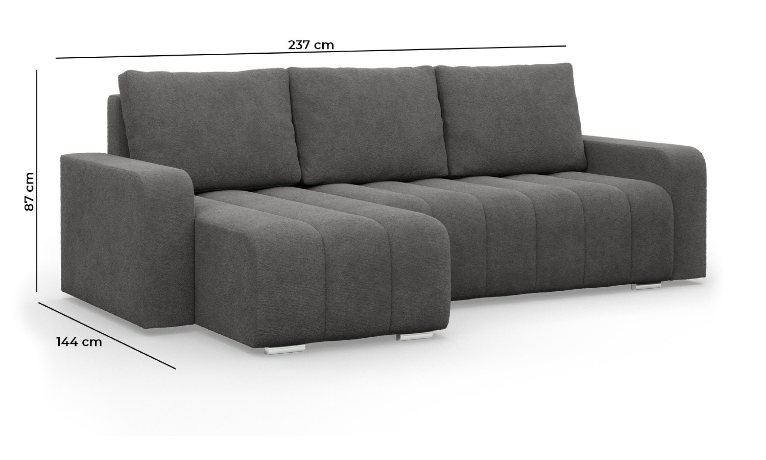 Rohová rozkládací sedačka ABRIELLE levá, světle šedá