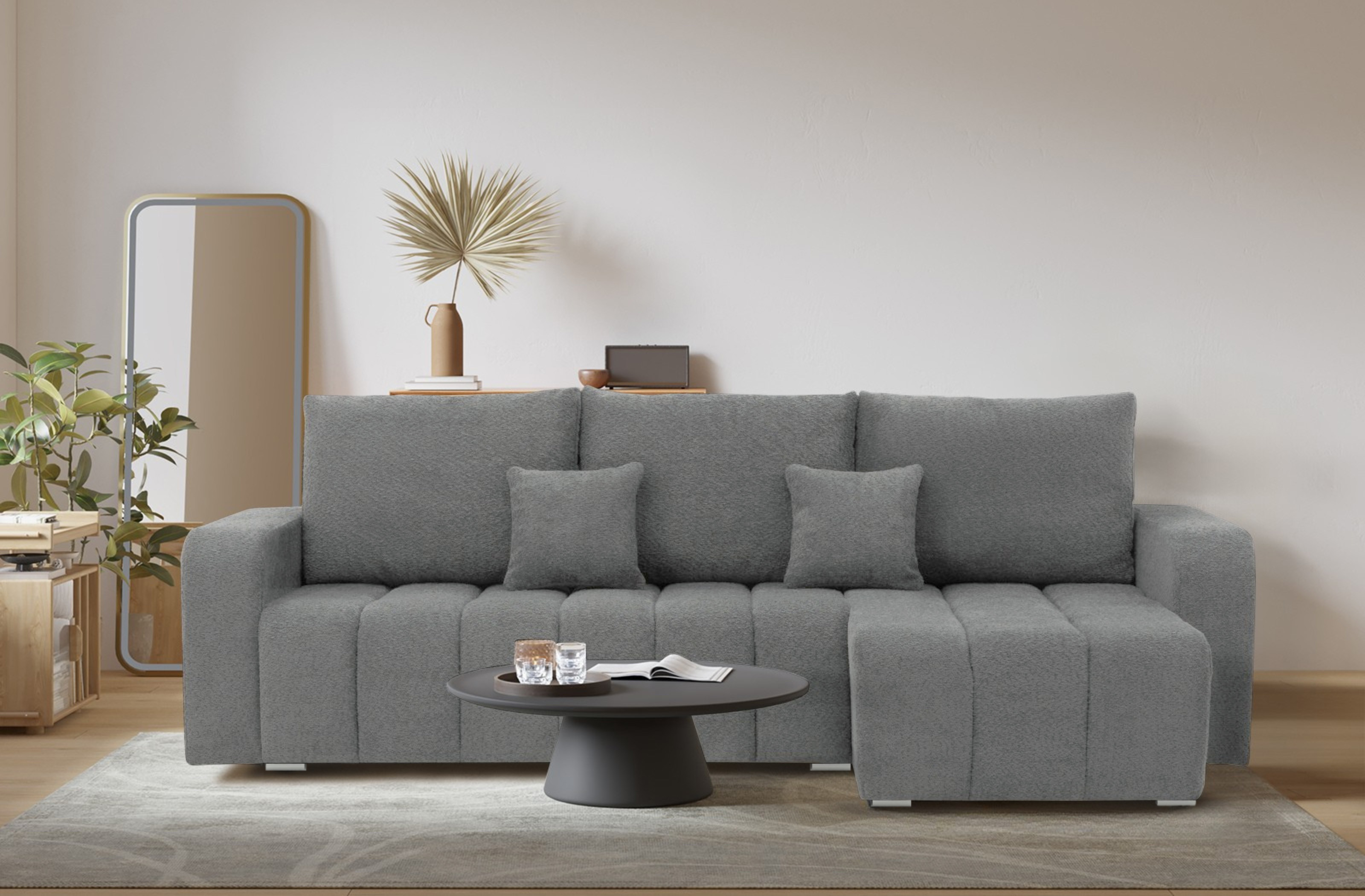 Rohová rozkládací sedačka ABRIELLE levá, šedá