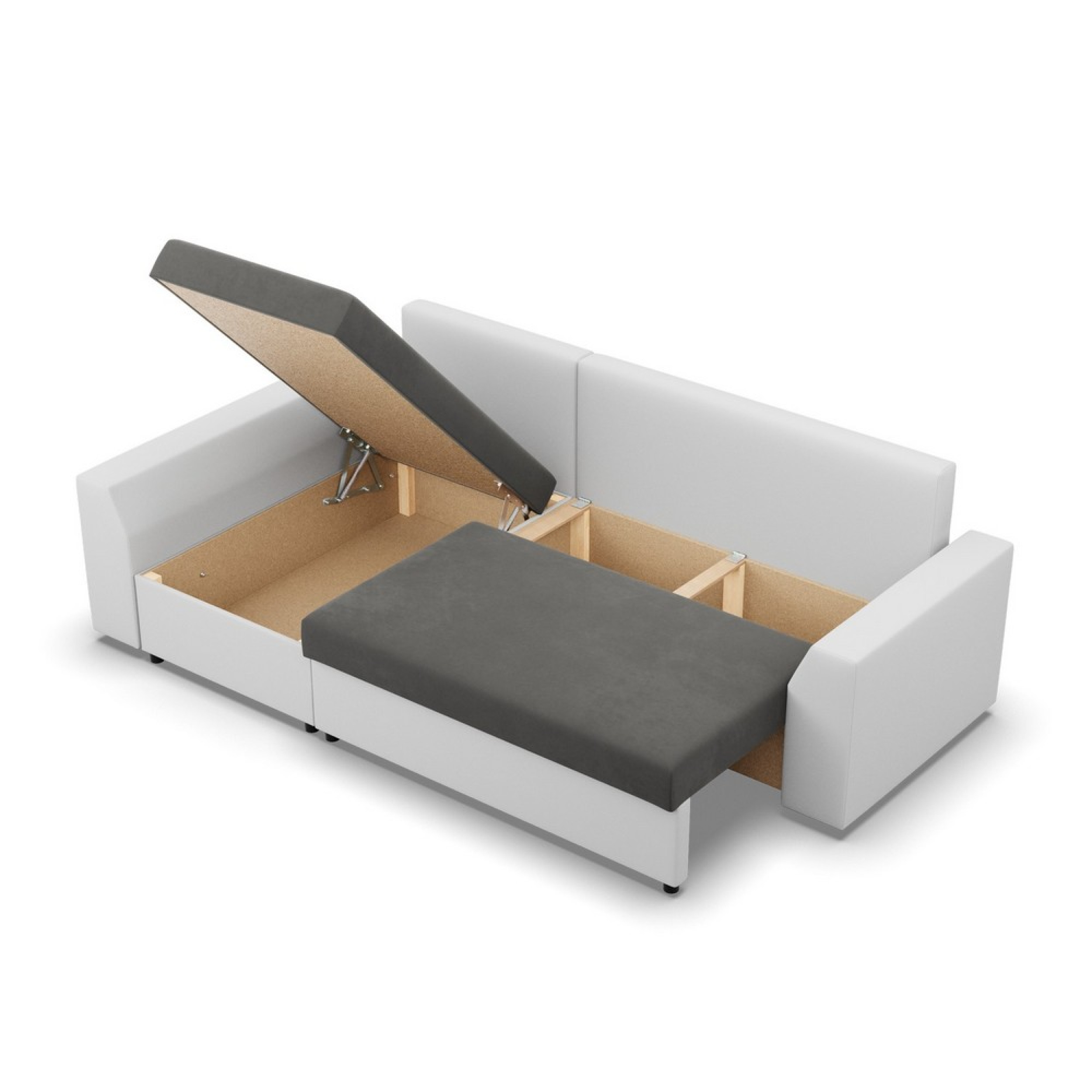 Rohová rozkládací sedačka LUGO tmavě šedá / bílá