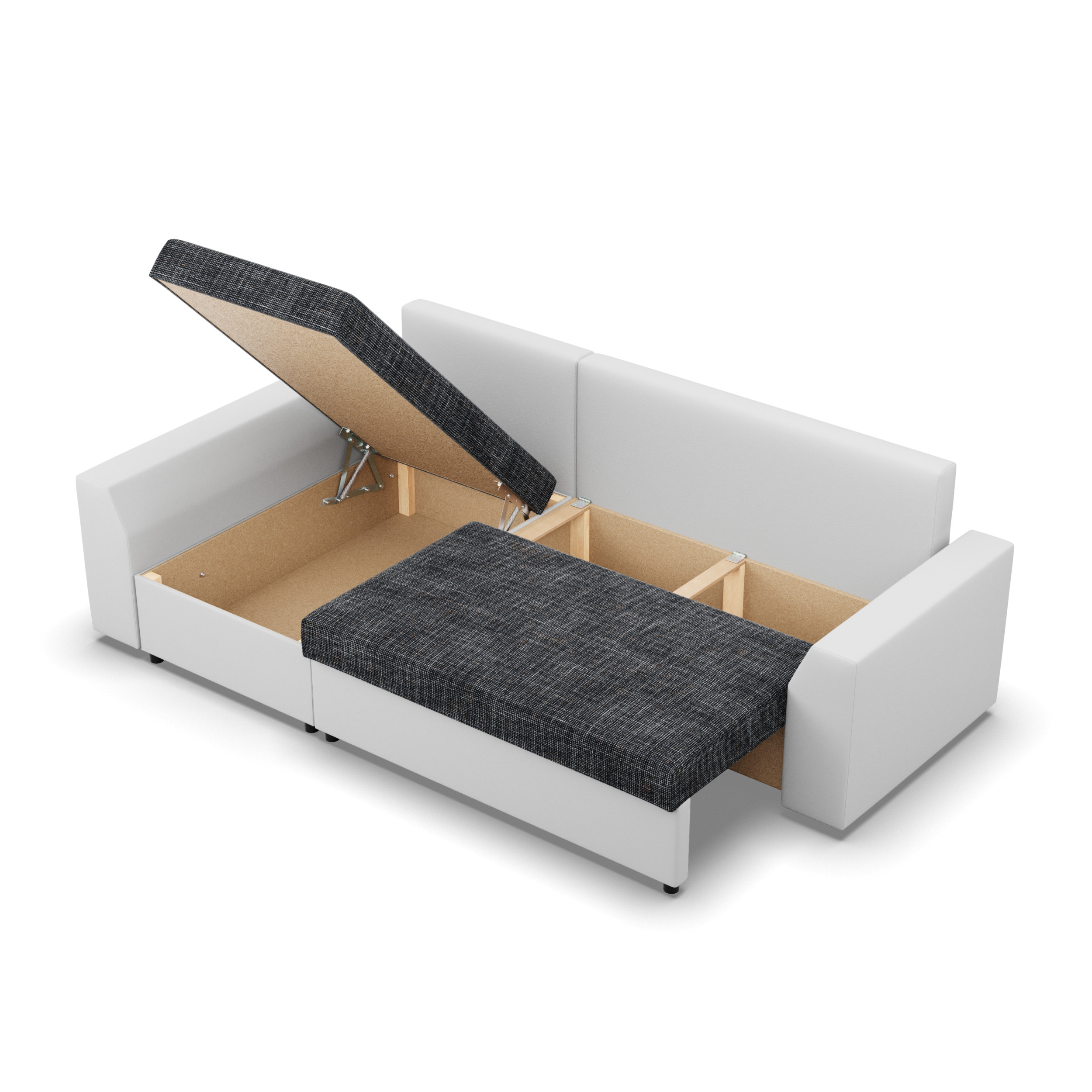 Rohová rozkládací sedačka LUGO popelová / bílá