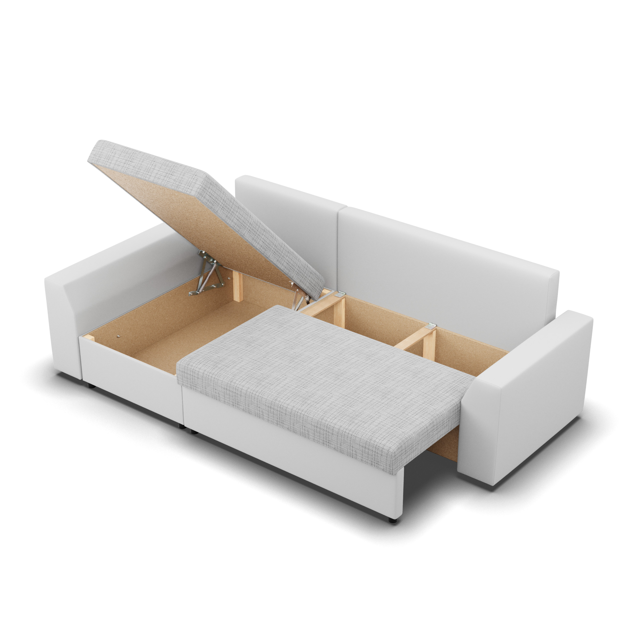 Rohová rozkládací sedačka LUGO šedá / bílá