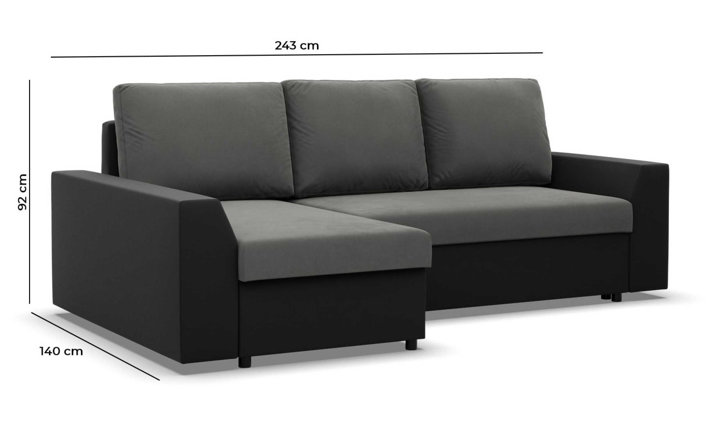 Rohová rozkládací sedačka LUGO šedá / bílá