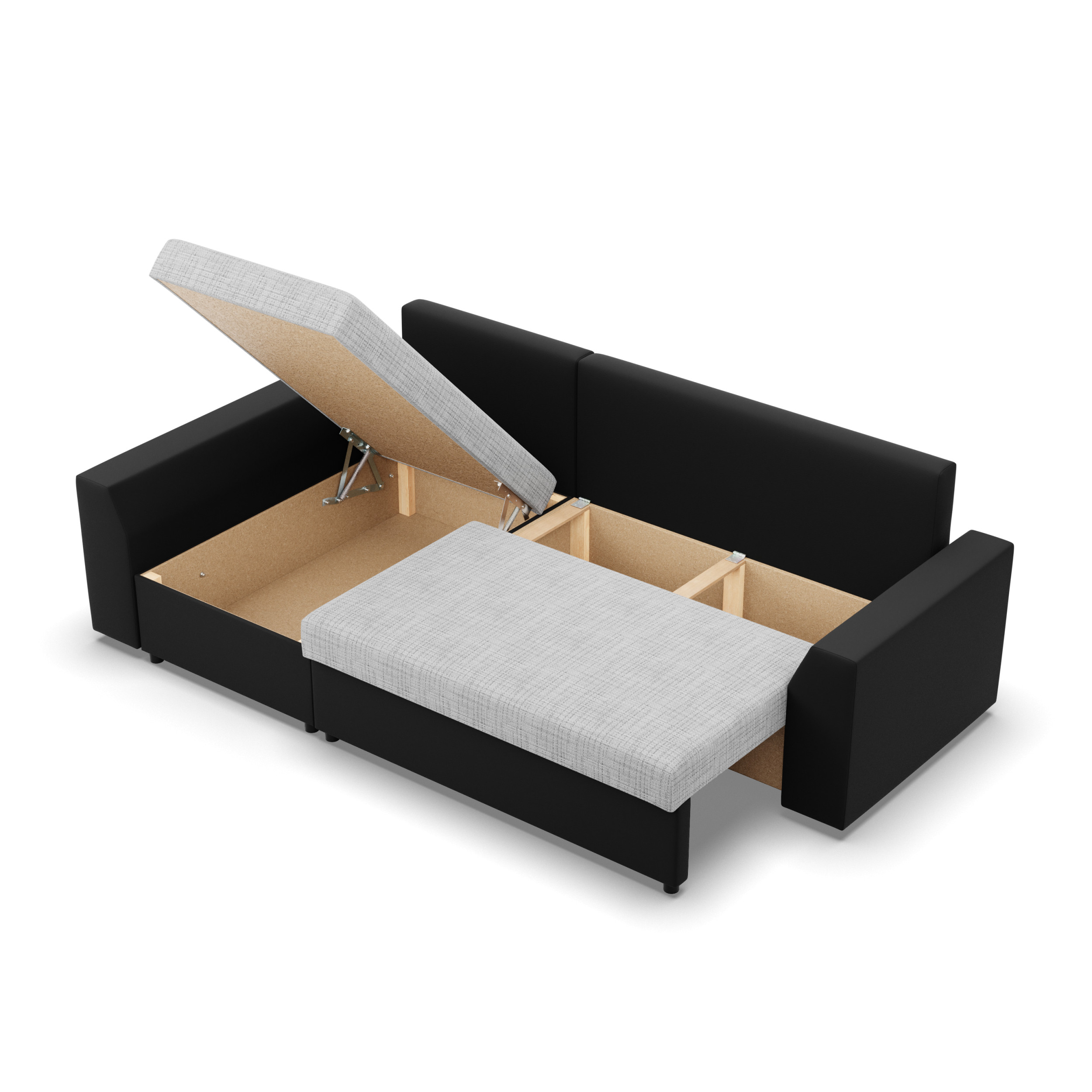 Rohová rozkládací sedačka LUGO šedá / černá