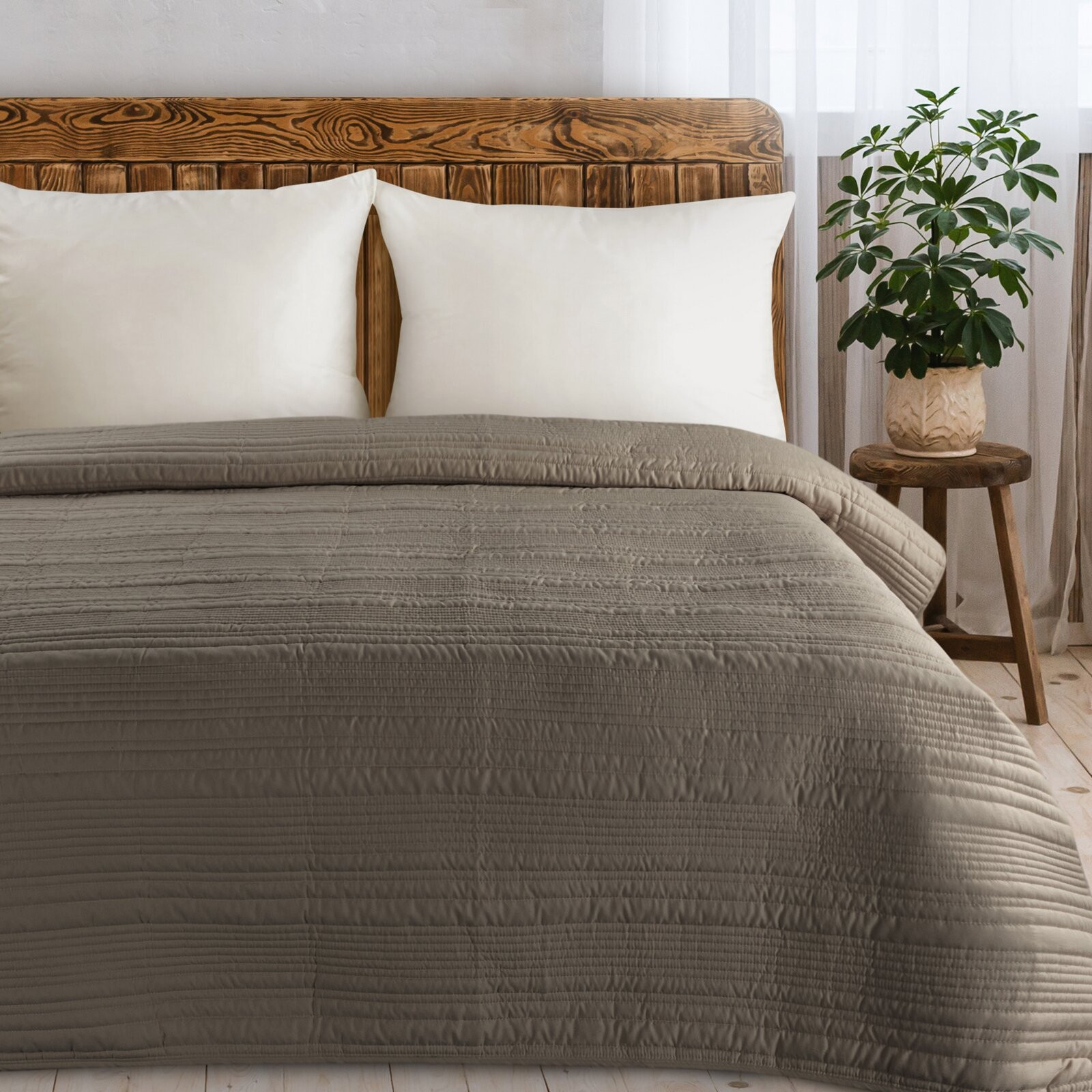 Přehoz na postel TARA tmavě béžový