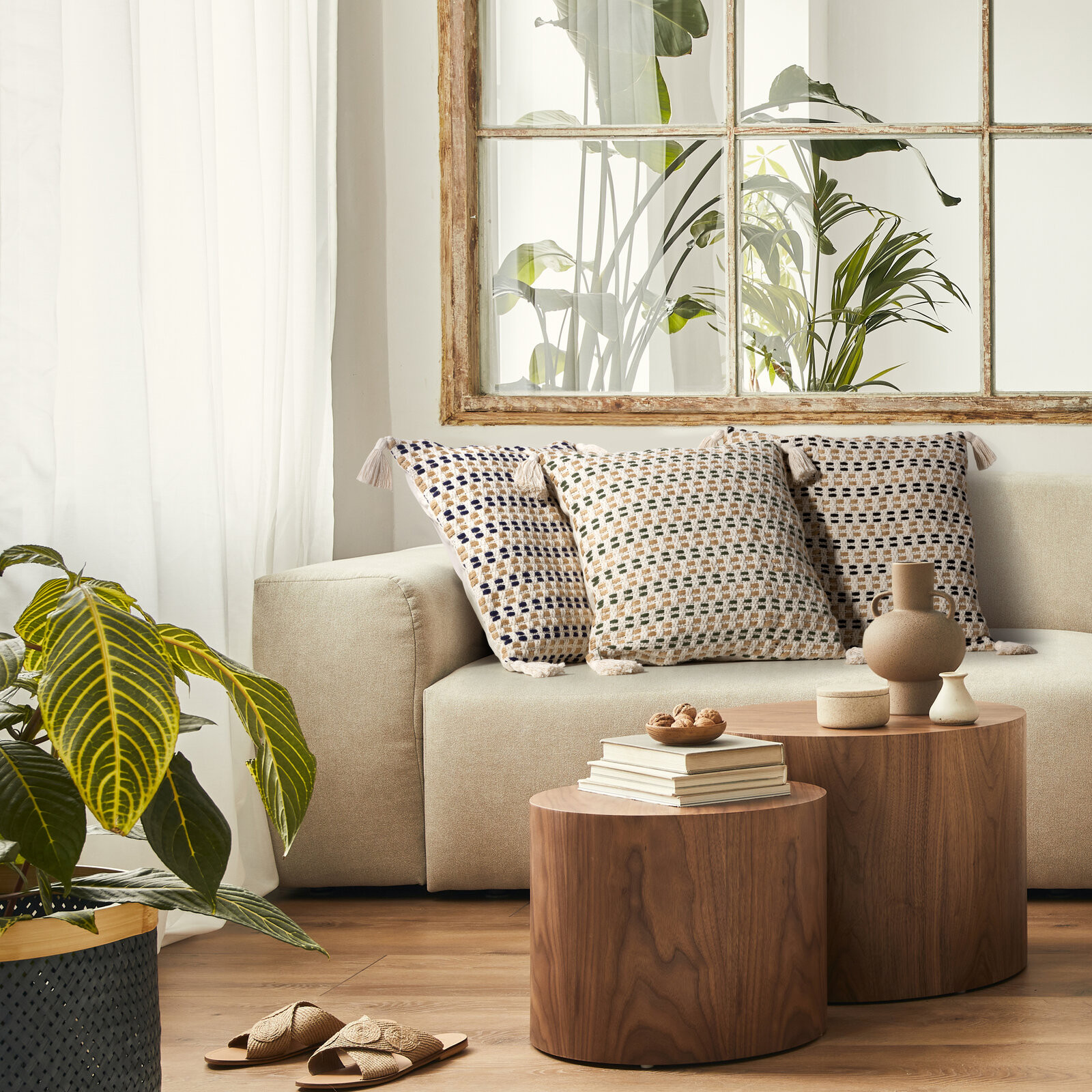 Povlak na polštář BOHO 9A krémovo-černý