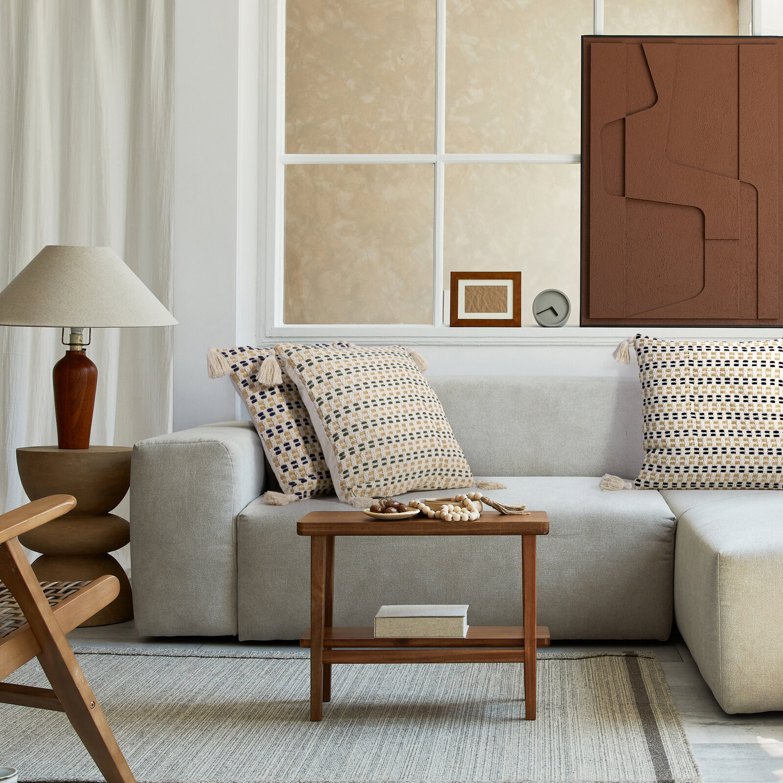 Povlak na polštář BOHO 9A krémovo-černý