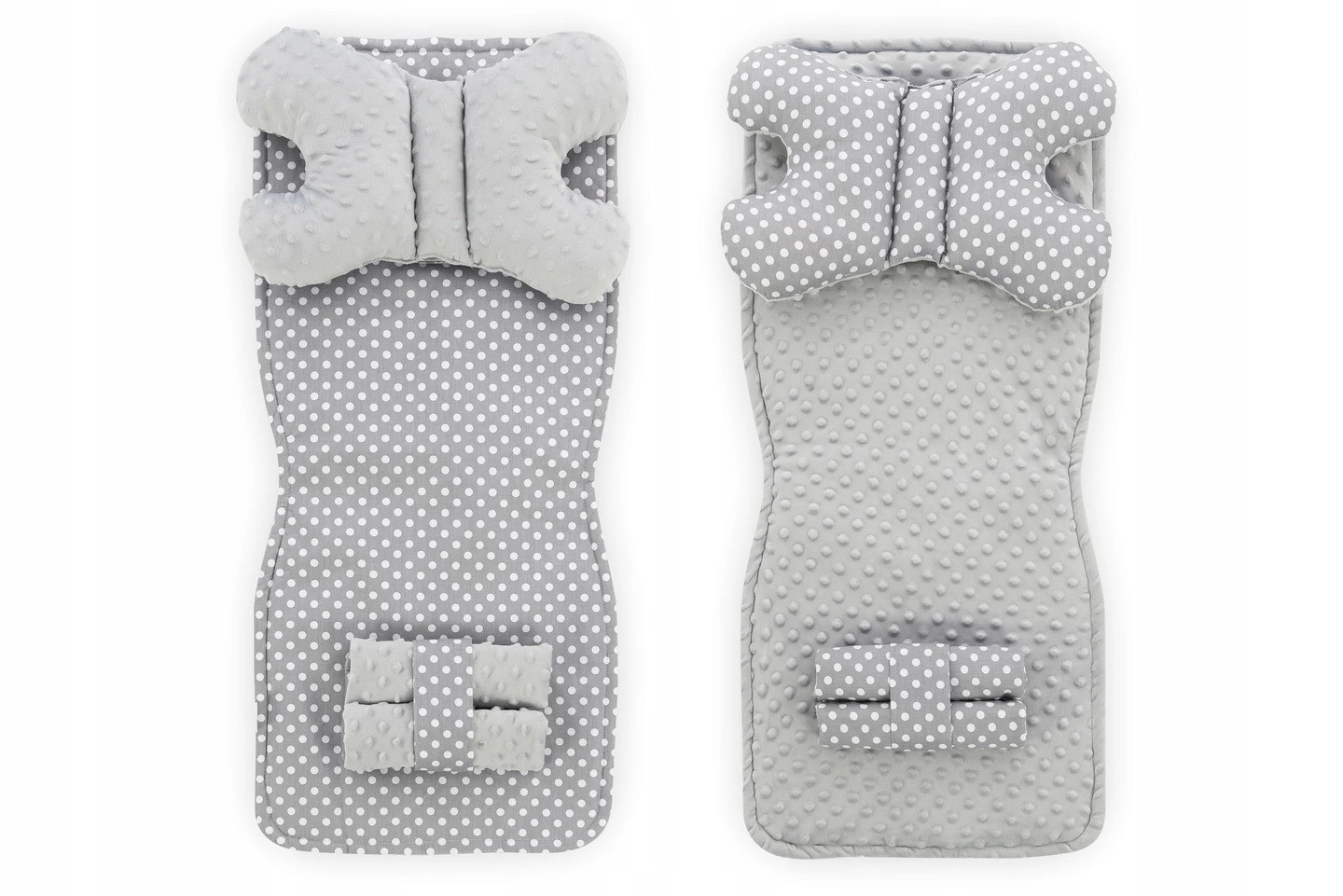 Oboustranná podložka do kočárku  4v1 GREY/WHITE DOTS