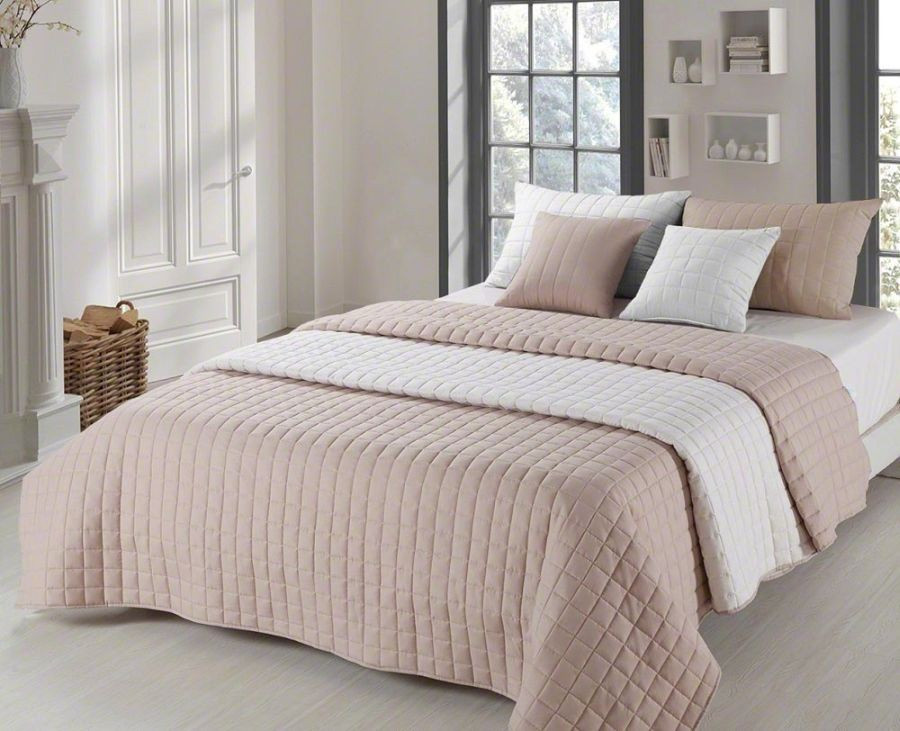 Oboustranný přehoz Amanda Beige/Ecru